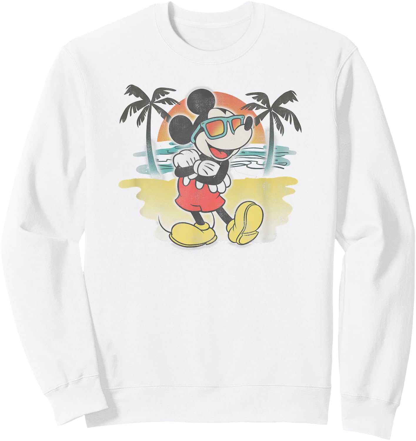 Disney Mickey Classic Mickey Beach Airbrushed Small Sweatshirt - Sweatshirt | White