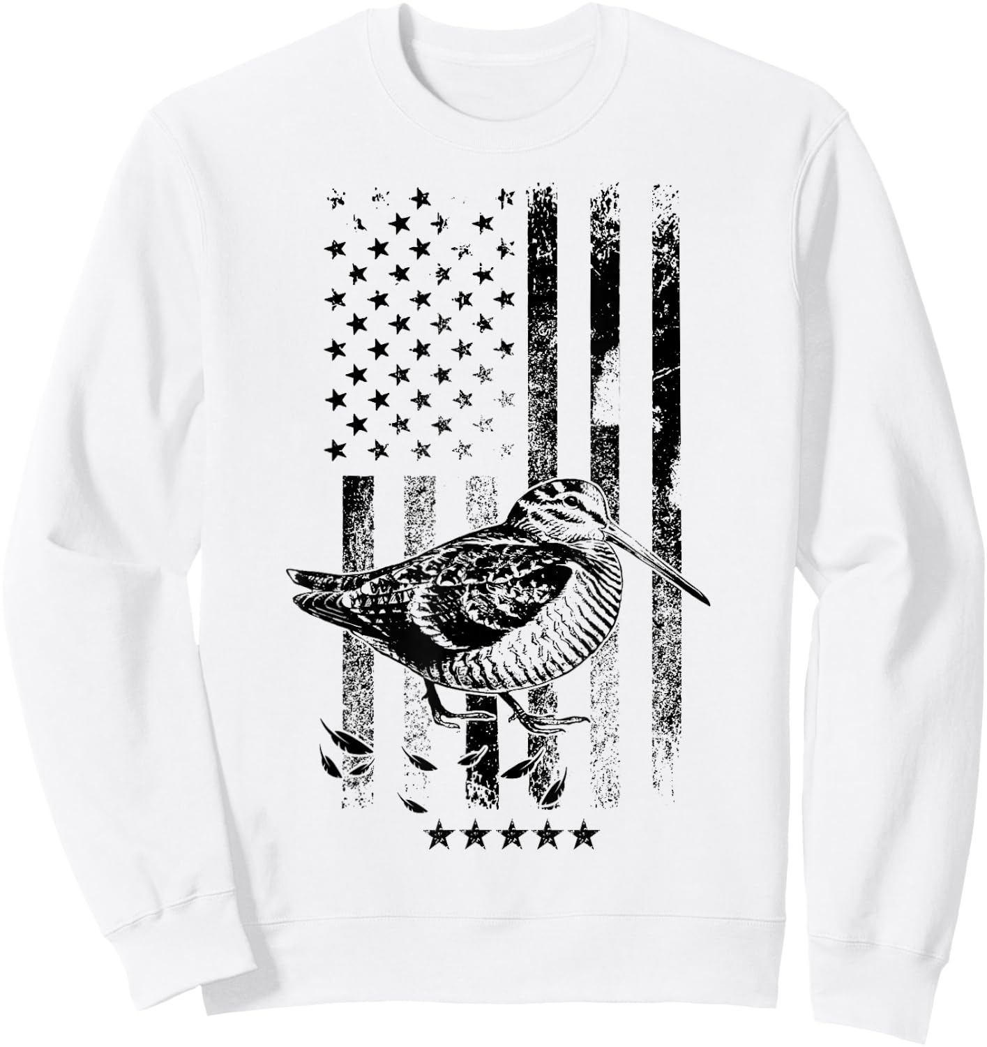 USA American Flag Hunters - Hunting Woodcock Bird Sweatshirt - Sweatshirt | White