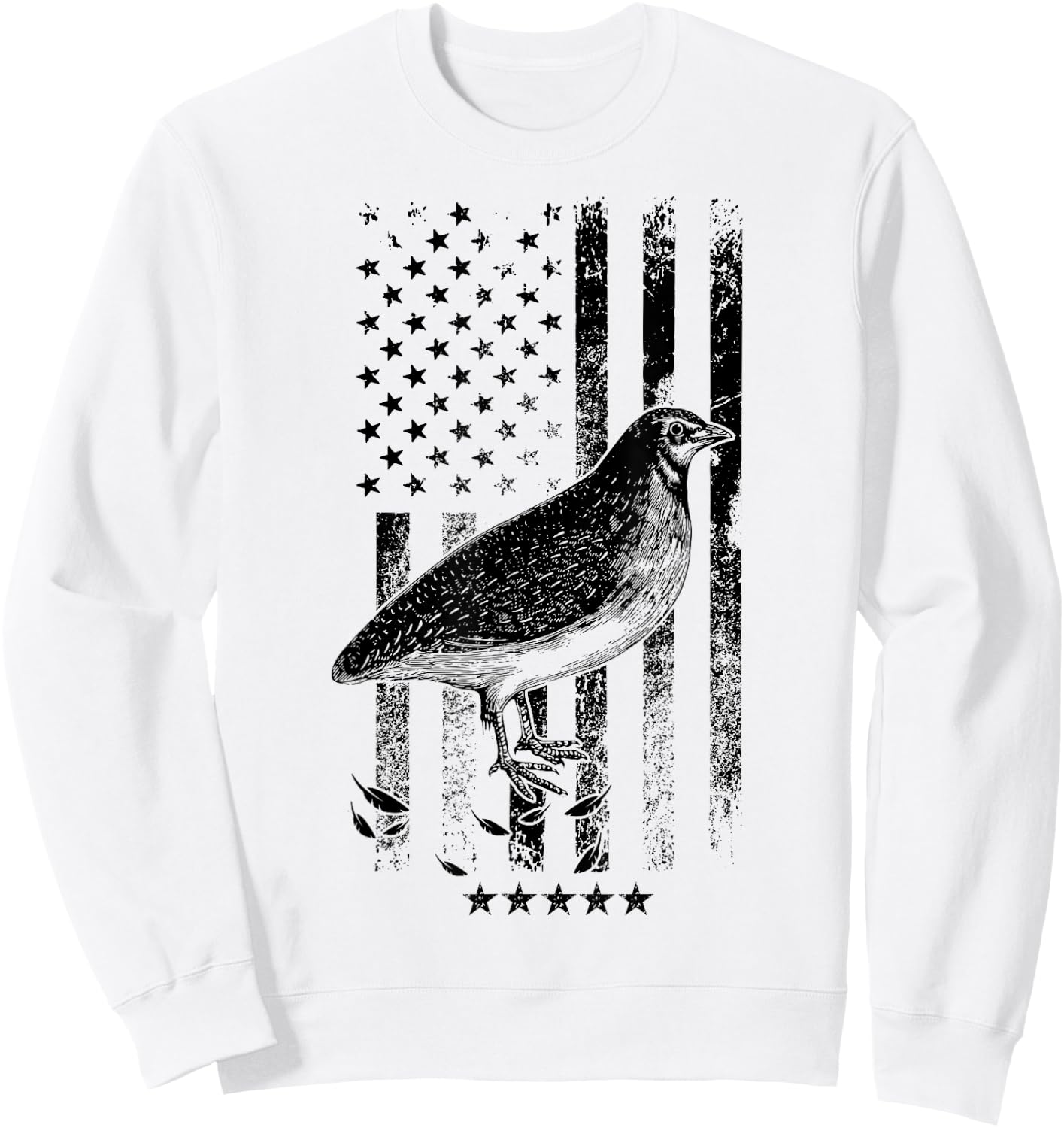 USA American Flag Hunters - Hunting Quail Bird Sweatshirt - Sweatshirt | White