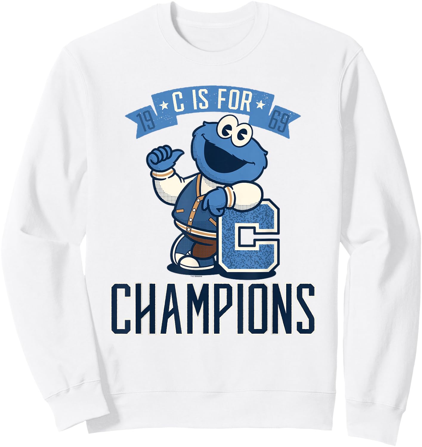 Sesame Street Cookie Monster C Is for Champions Sweatshirt - Sweatshirt | White