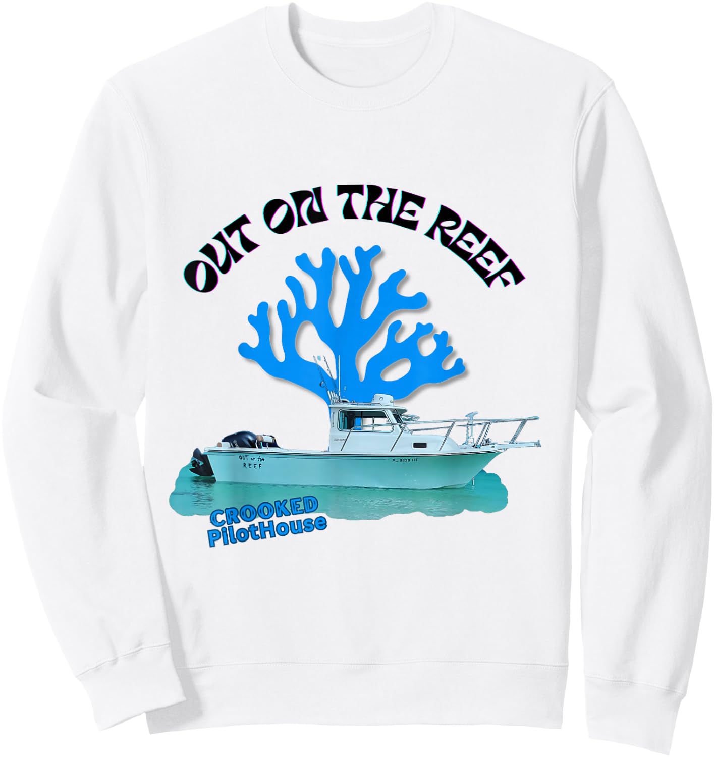 Boat pilot house with blue reef on the background Sweatshirt - Sweatshirt | White
