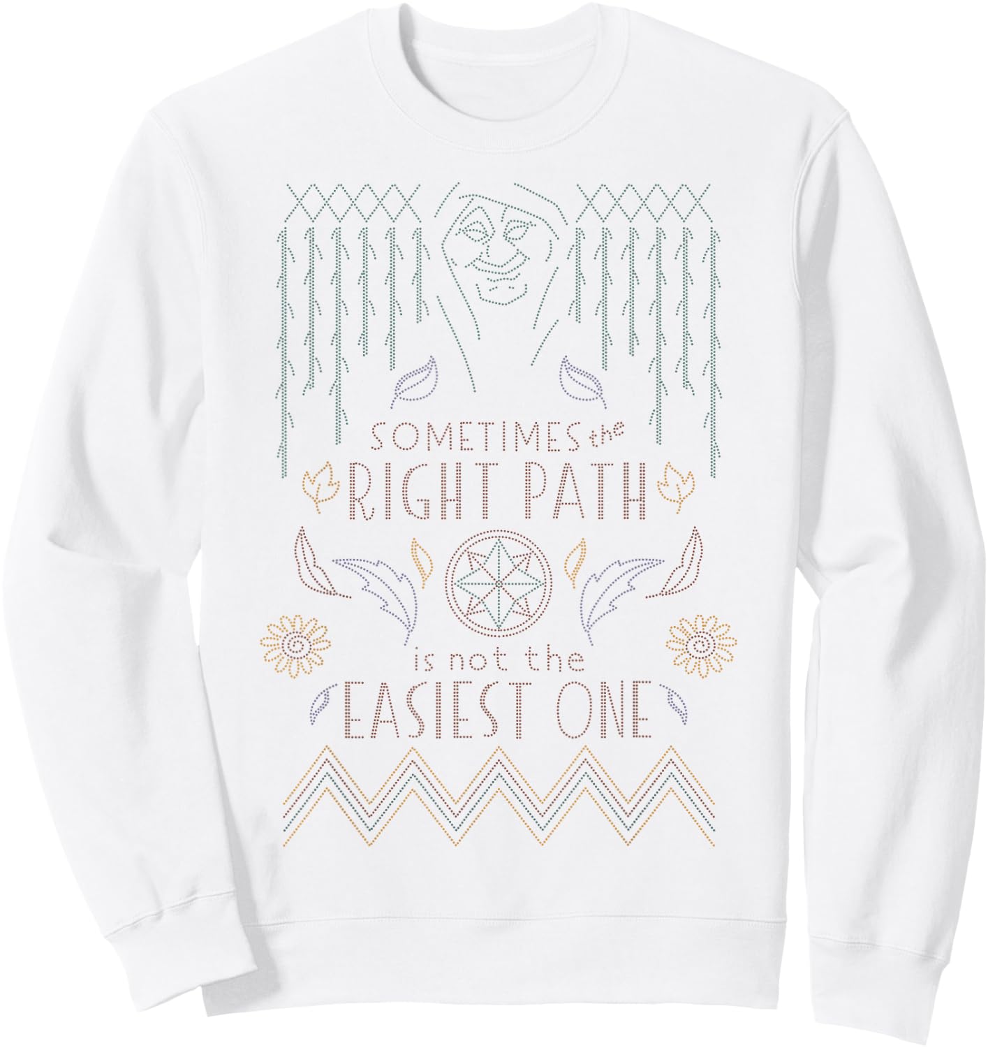 Disney Pocahontas Grandmother Willow Faux Stitch Sweatshirt - Sweatshirt | White