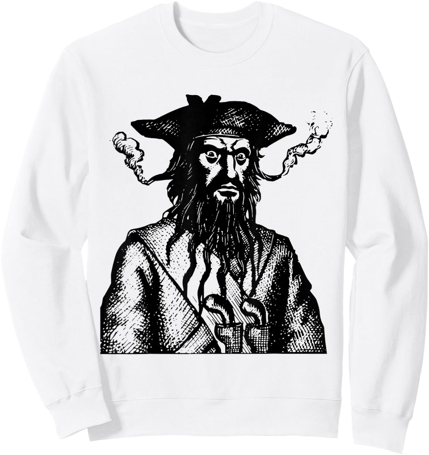 Blackbeard Pirate Captain Buccaneer Edward Teach Scary Sweatshirt - Sweatshirt | White