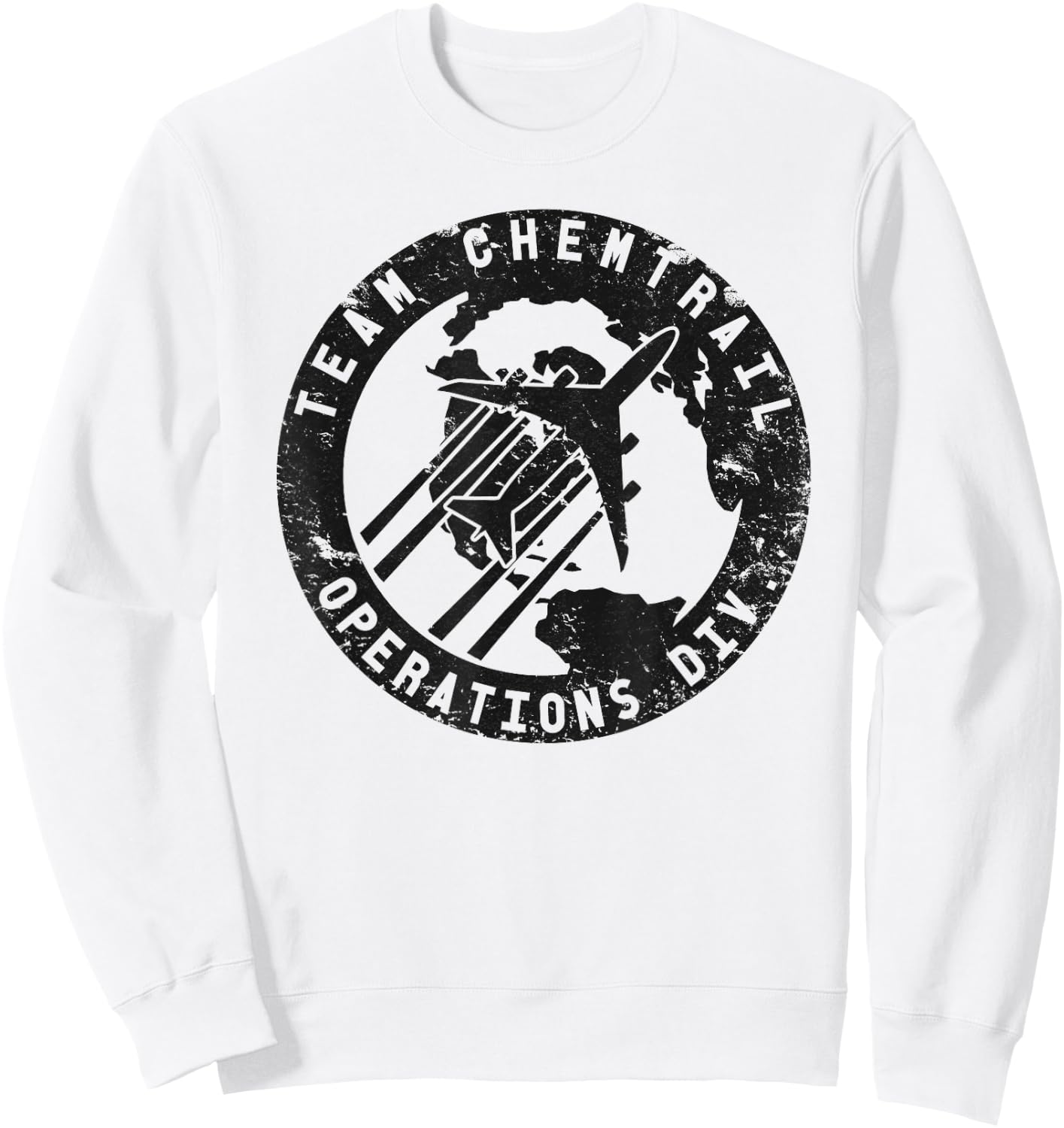 Team Chemtrail Operations Div. Distressed Pilot Sweatshirt - Sweatshirt | White