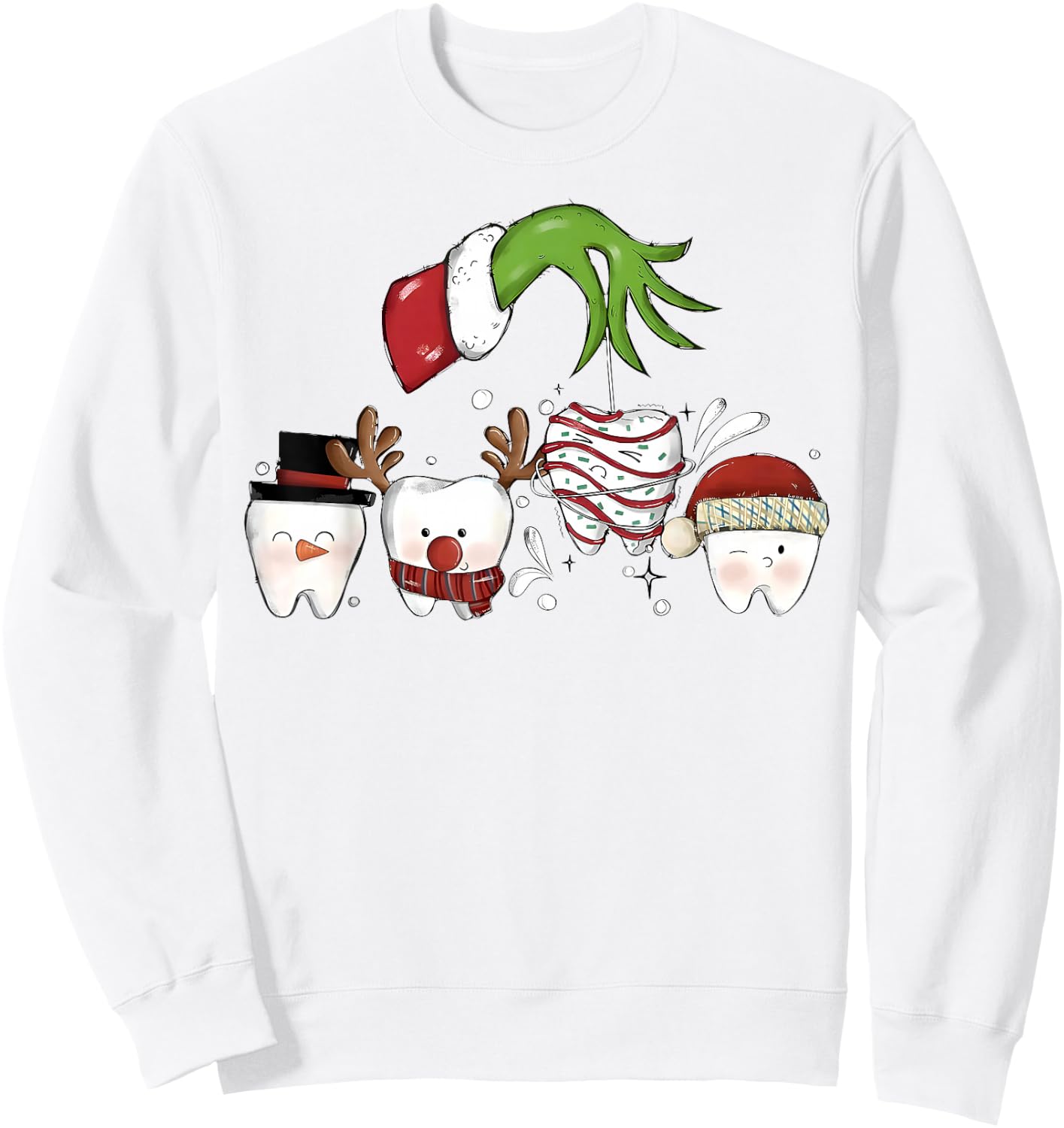 Christmas Teeth Dentist Xmas Reindeer Santa Holiday Pajamas Sweatshirt - Sweatshirt | White
