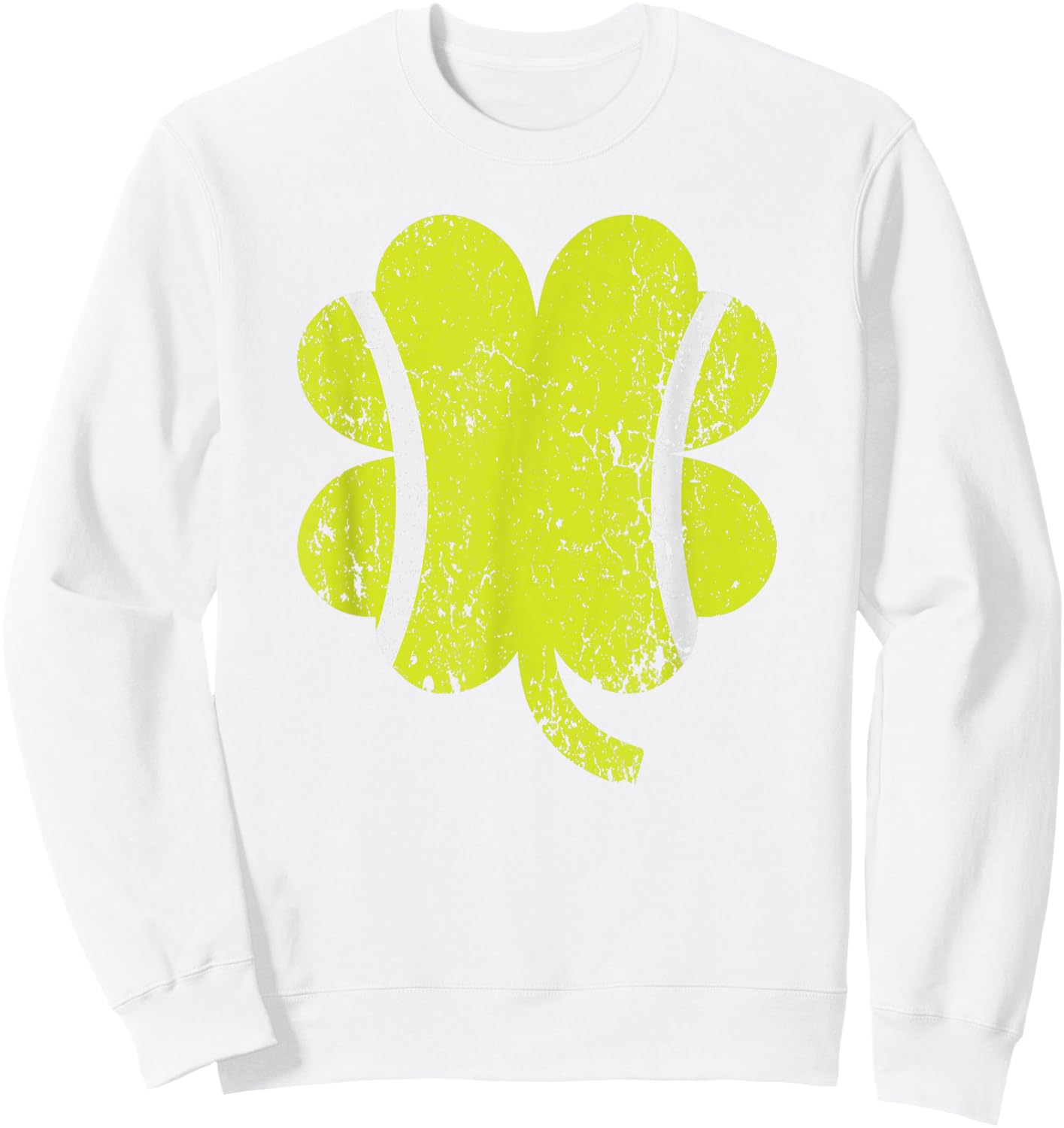 Tennis Shamrock Four Leaf Clover St Patricks Day Sweatshirt - Sweatshirt | White