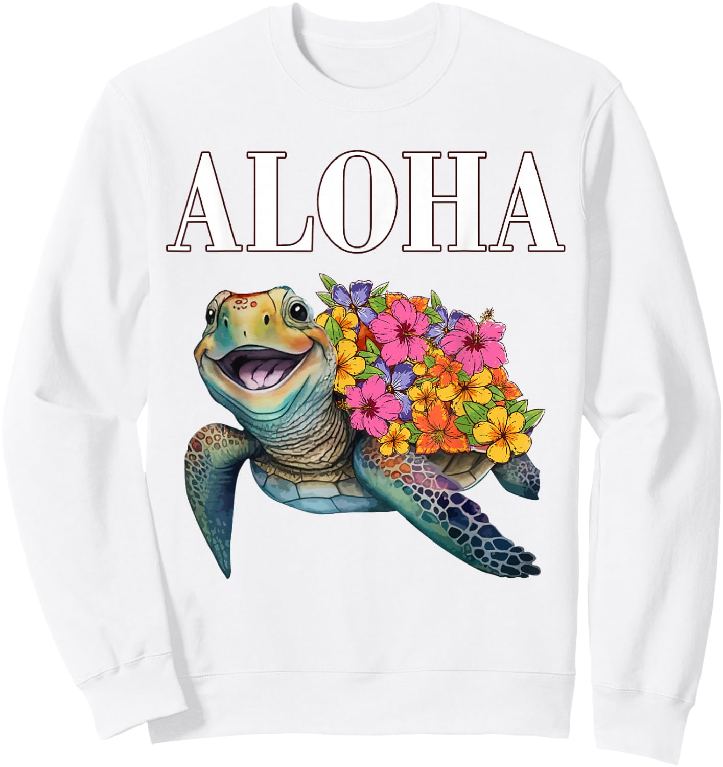 Teen Girl Hawaiian-Shirt Aloha Hawaii Women Turtle Hibiscus Sweatshirt - Sweatshirt | White