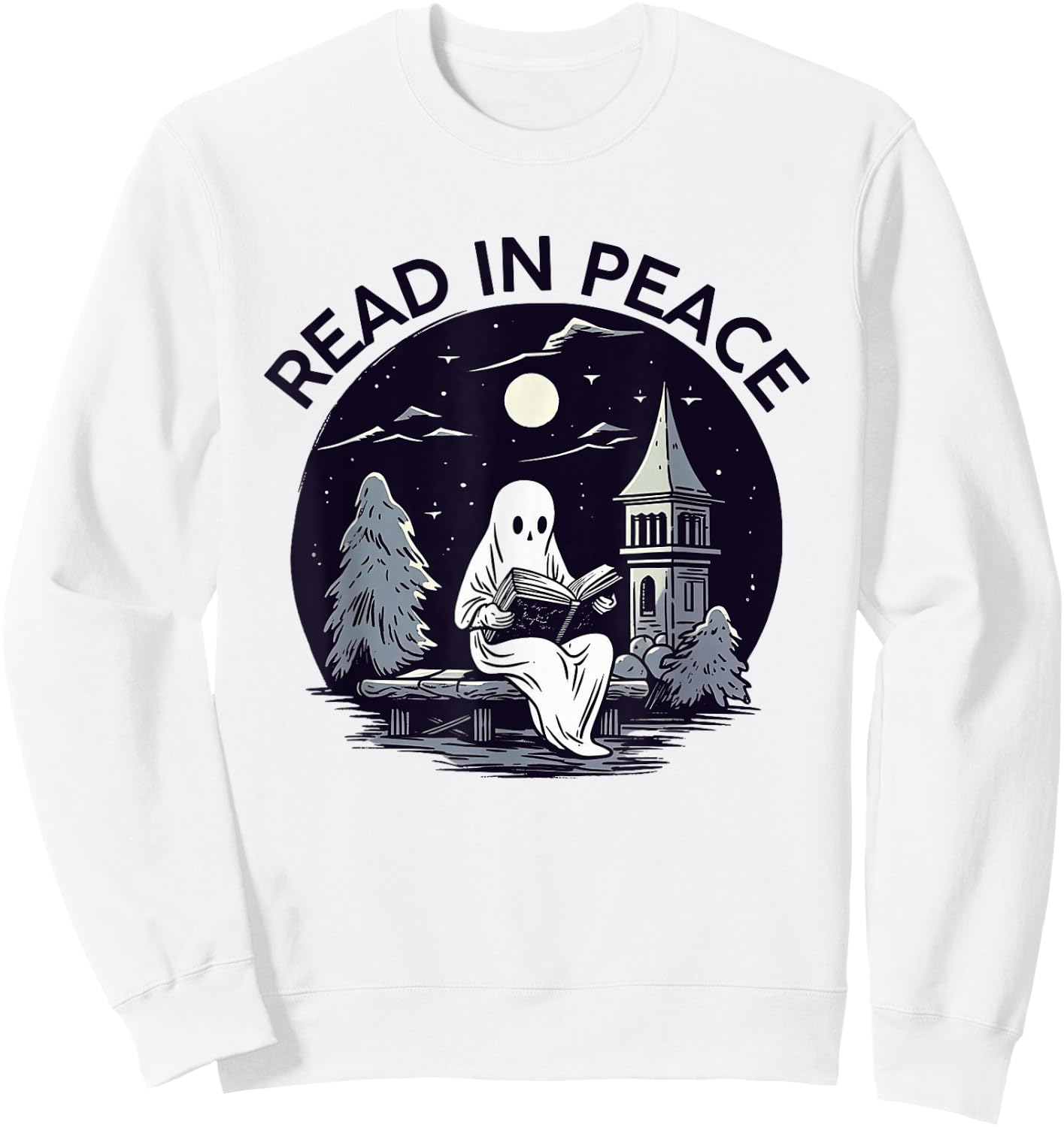 Read In Peace Ghost Halloween Librarian Spooky Season Sweatshirt - Sweatshirt | White