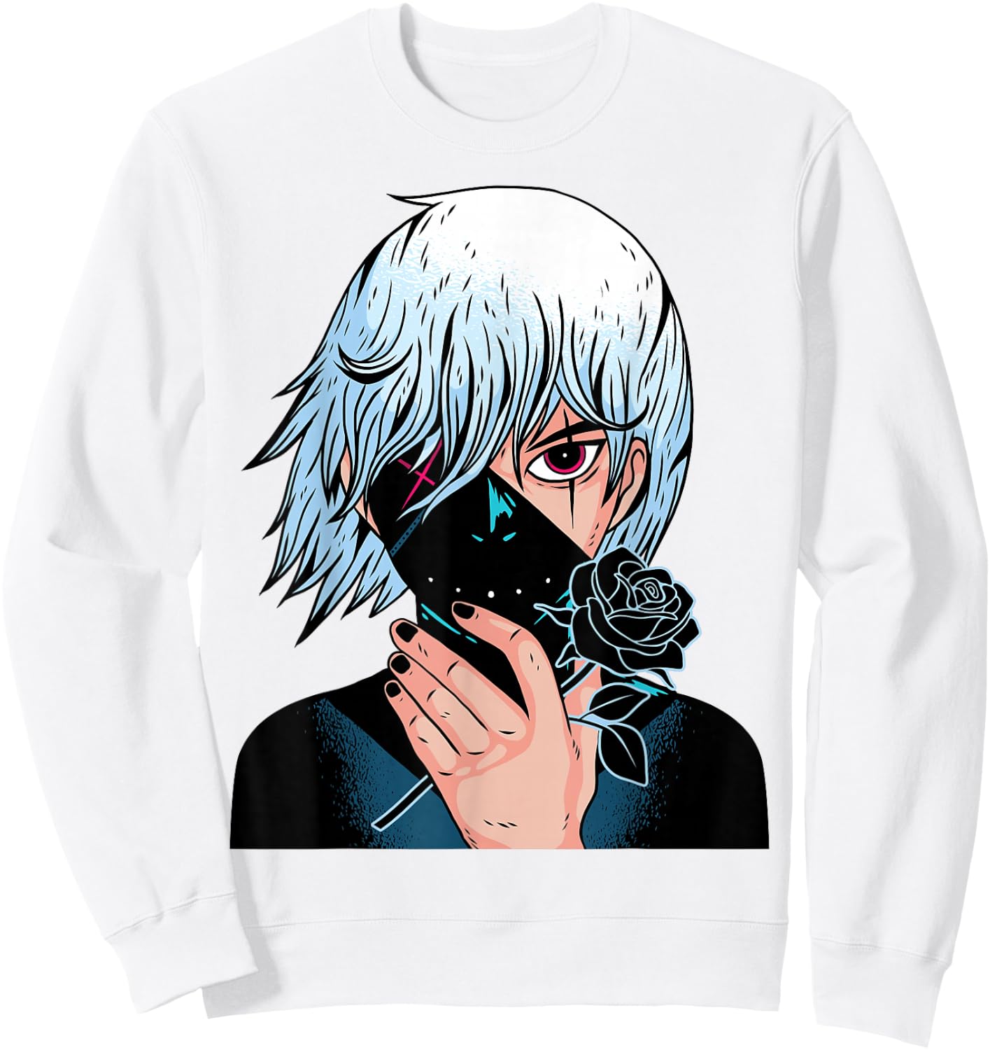 Black Roses - Alt Aesthetic - Anime Manga Pink Sweatshirt - Sweatshirt | White