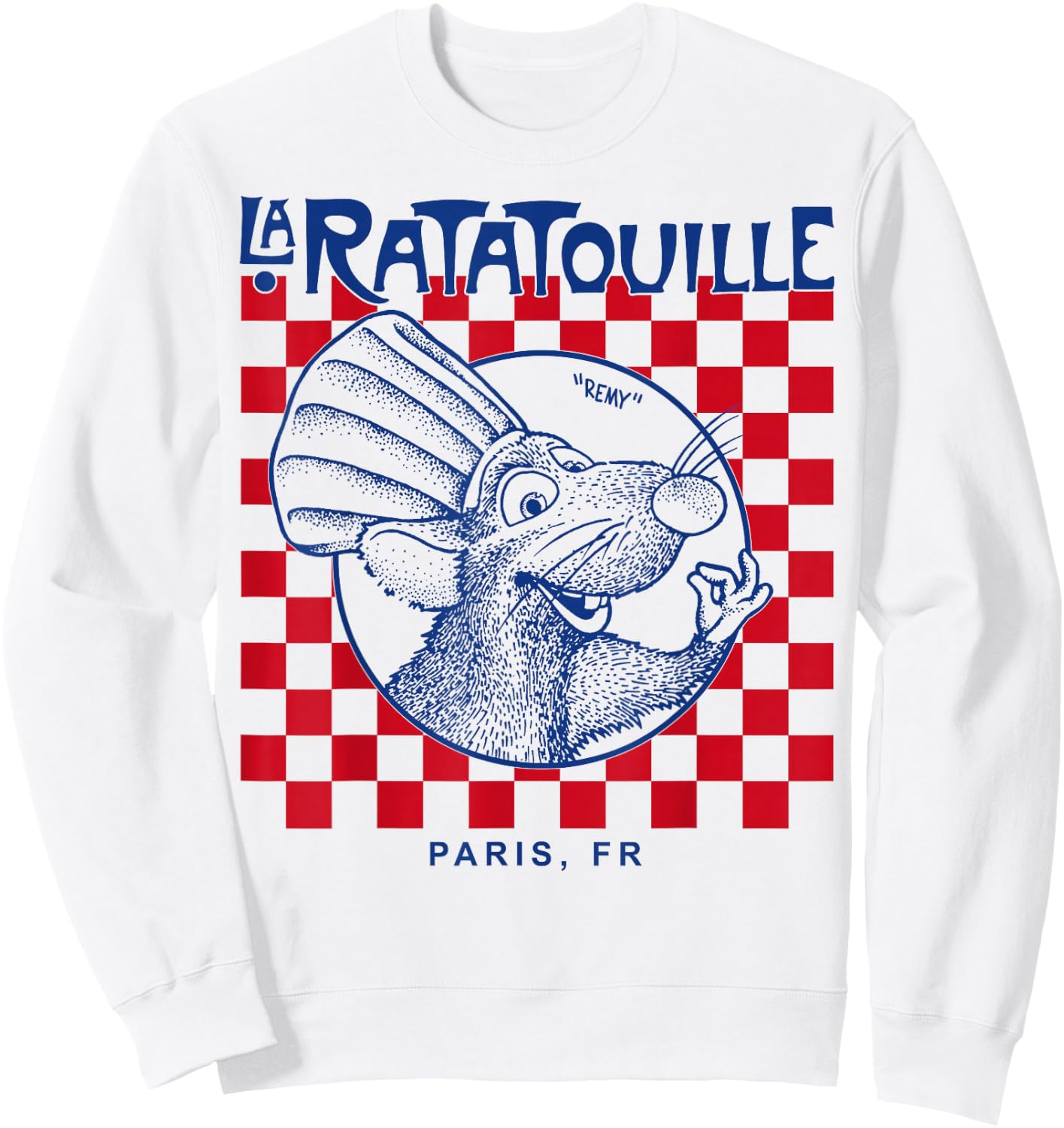 Disney Pixar Ratatouille Remy Paris Checkerboard Vintage Sweatshirt - Sweatshirt | White