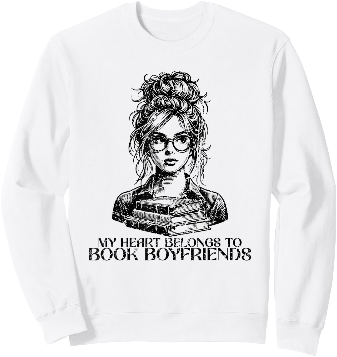 Book Lover - Bent Over a Book Funny Sweatshirt - Sweatshirt | White