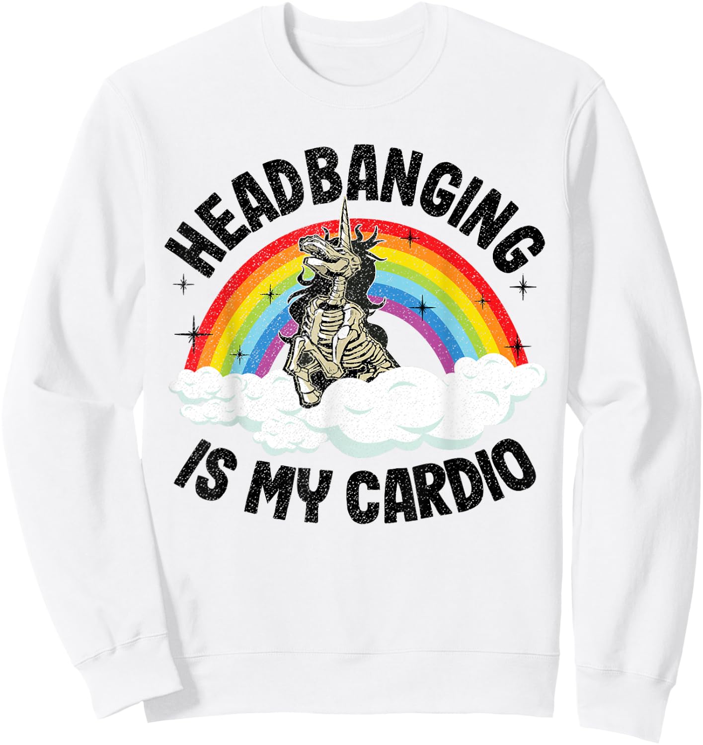 Headbanging Is My Cardio Unicorn Rainbow Funny Death Metal Sweatshirt - Sweatshirt | White