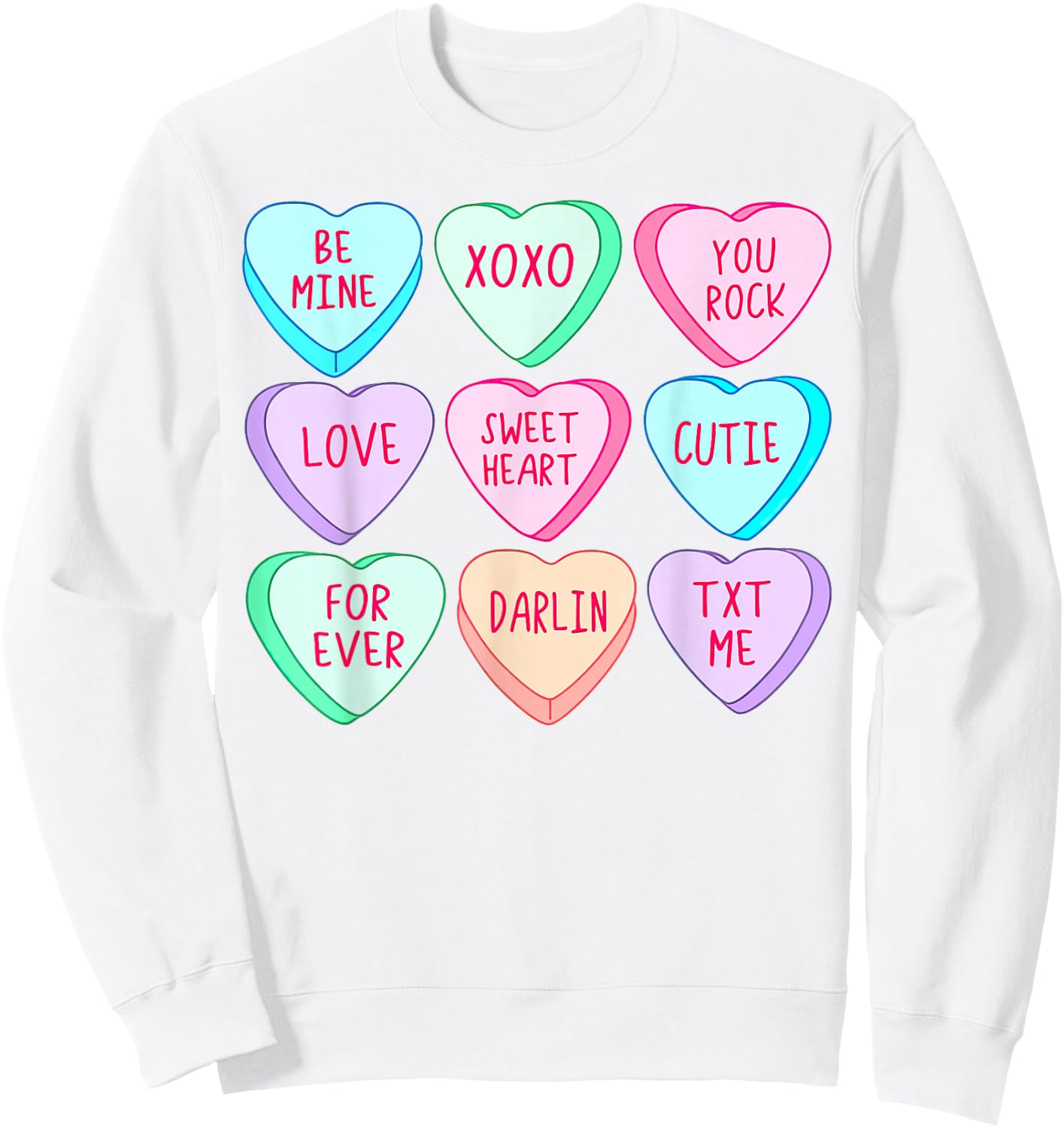 Candy Sweet Hearts Love Valentines Day Girls Sweatshirt - Sweatshirt | White