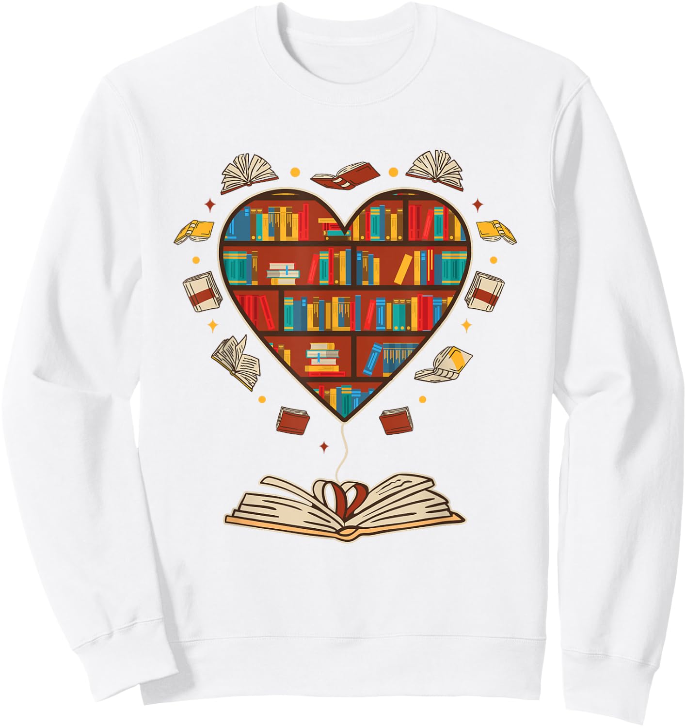 Heart Shape Librarian Themed Book Club Reading Book Lovers Sweatshirt - Sweatshirt | White