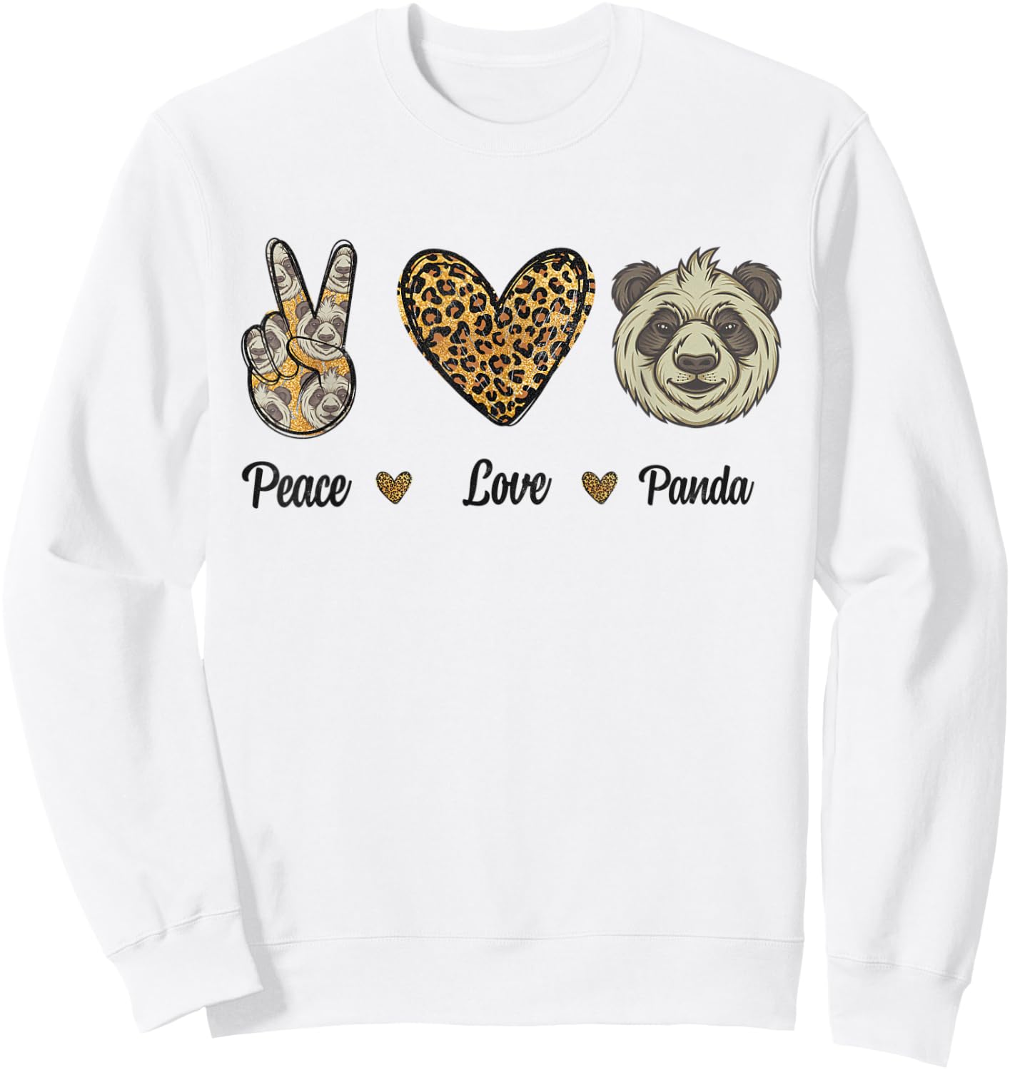 Peace Love Panda Leopard Wild Animals Lovers Men Women Kids Sweatshirt - Sweatshirt | White
