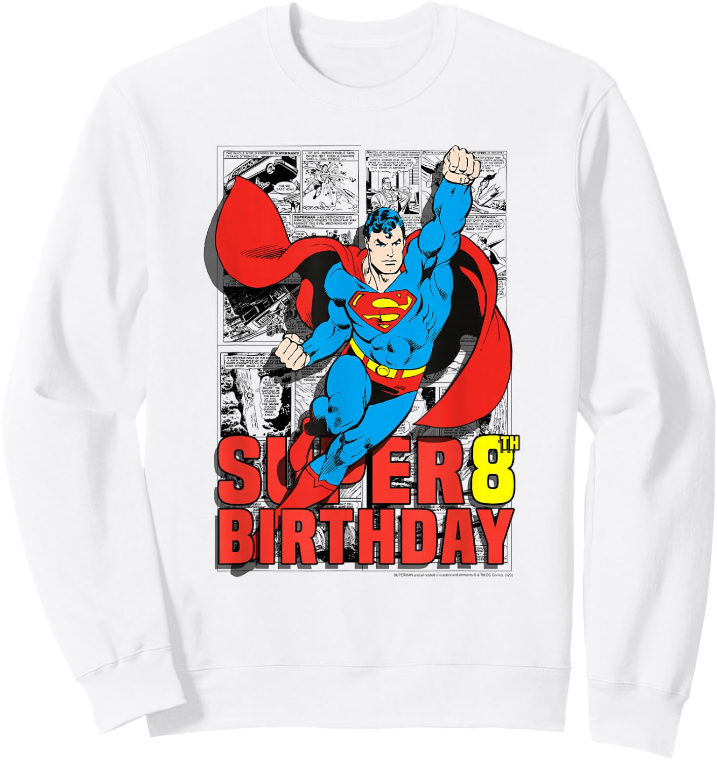 DC Comics Superman Super 8th Birthday Comic Sweatshirt - Sweatshirt | White