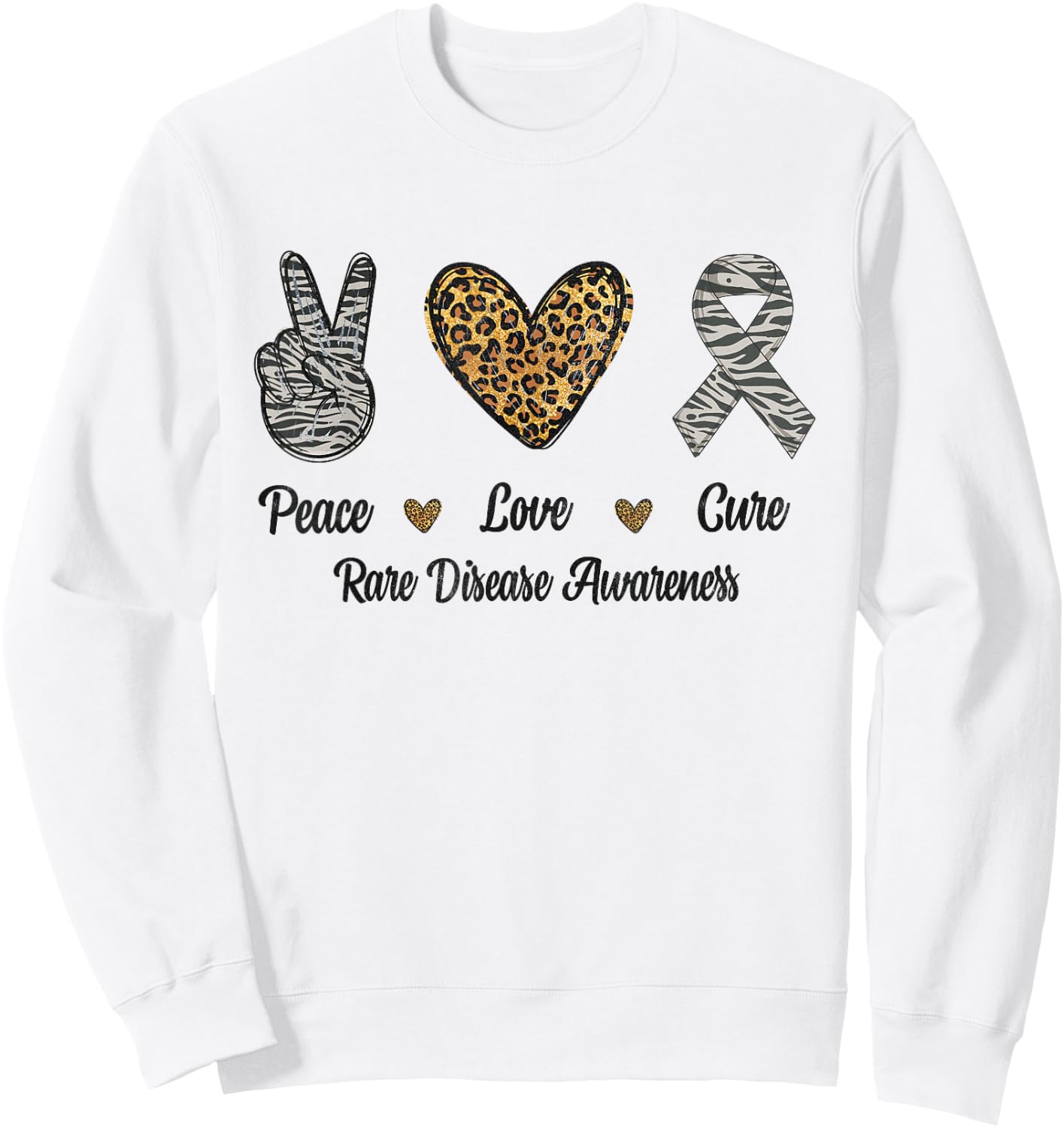 Peace Love Cure Rare Disease Awareness Support Leopard Men Sweatshirt - Sweatshirt | White