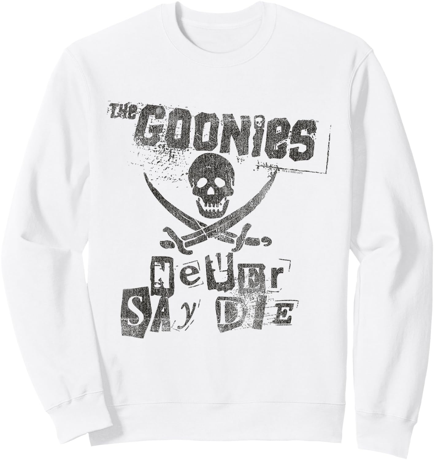 The Goonies Never Say Die Punk Letters Movie Sweatshirt - Sweatshirt | White