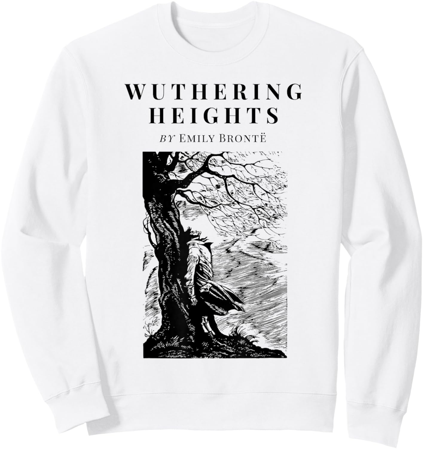 Wuthering Heights by Emily Bronte Vintage Book Cover Sweatshirt - Sweatshirt | White