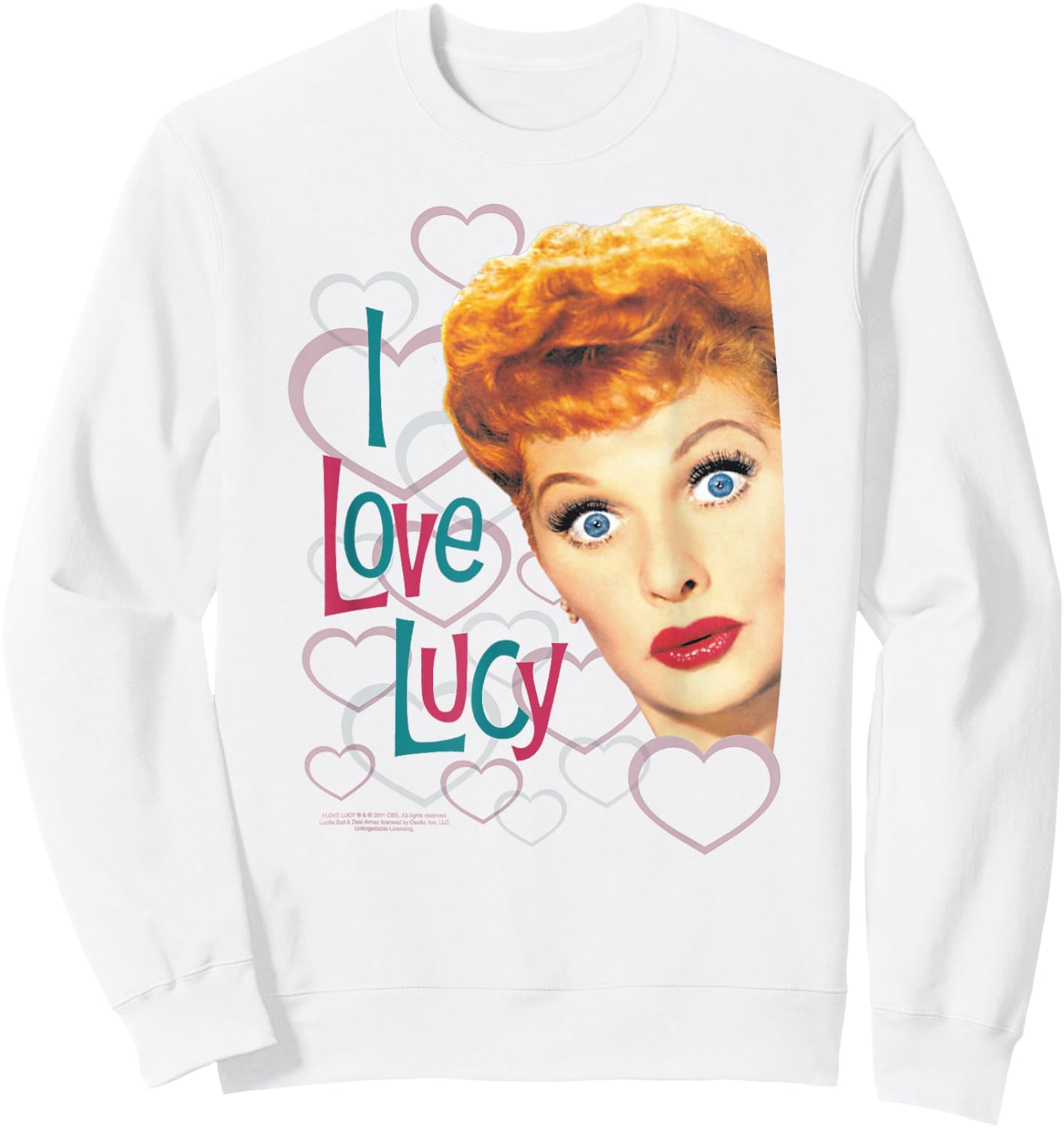 I Love Lucy Hollywood Open Hearts Sweatshirt - Sweatshirt | White