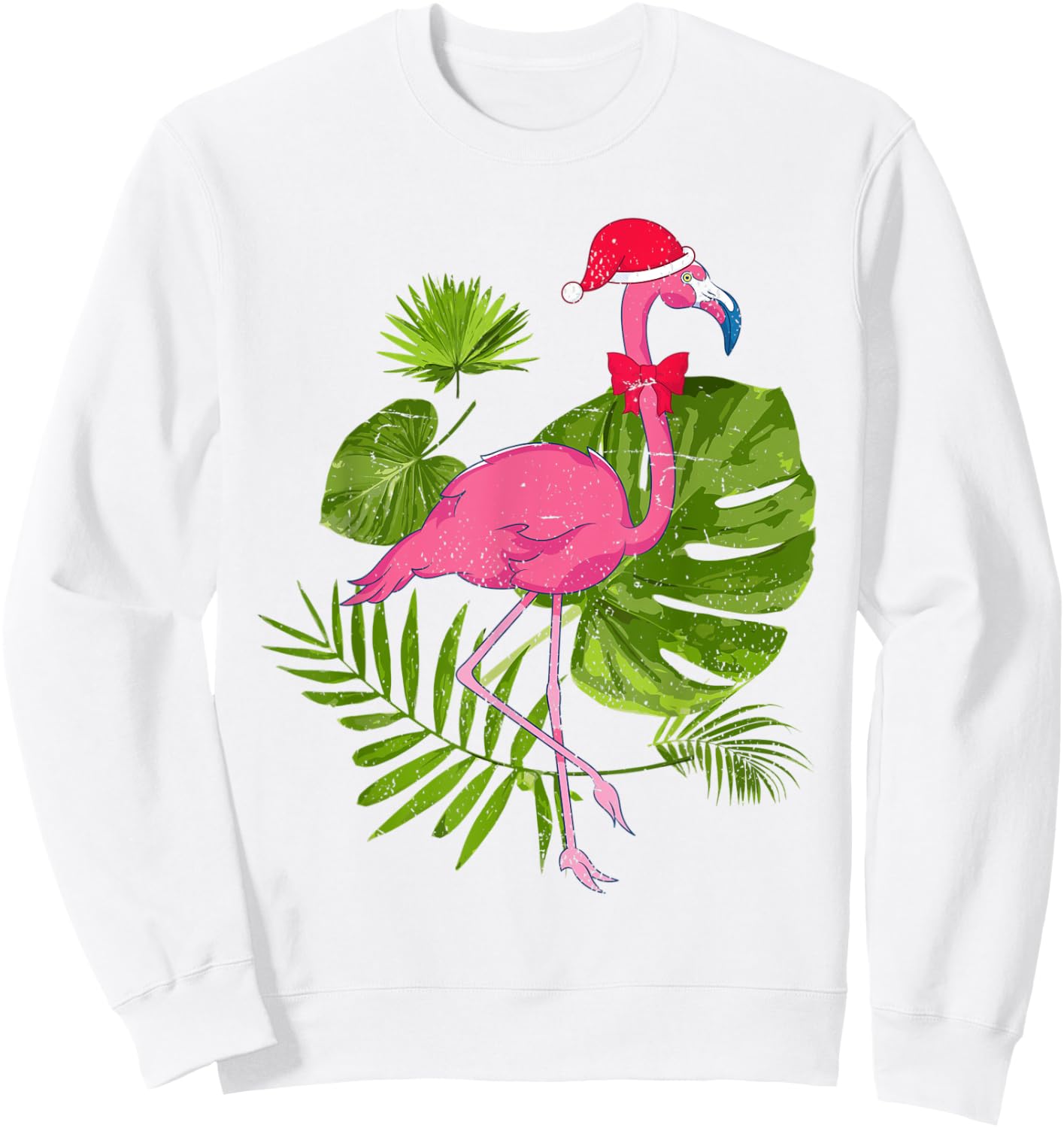 Tropical Santa Hat Flamingo Hawaii Summer Christmas In July Men Women Kids Sweatshirt - Sweatshirt | White