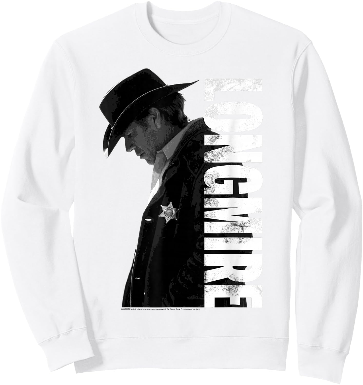 Warner Bros. Longmire Profile - -Adult, Silver, Small, Short Sleeve, , Classic Fit, Cotton, Polyester Sweatshirt - Sweatshirt | White