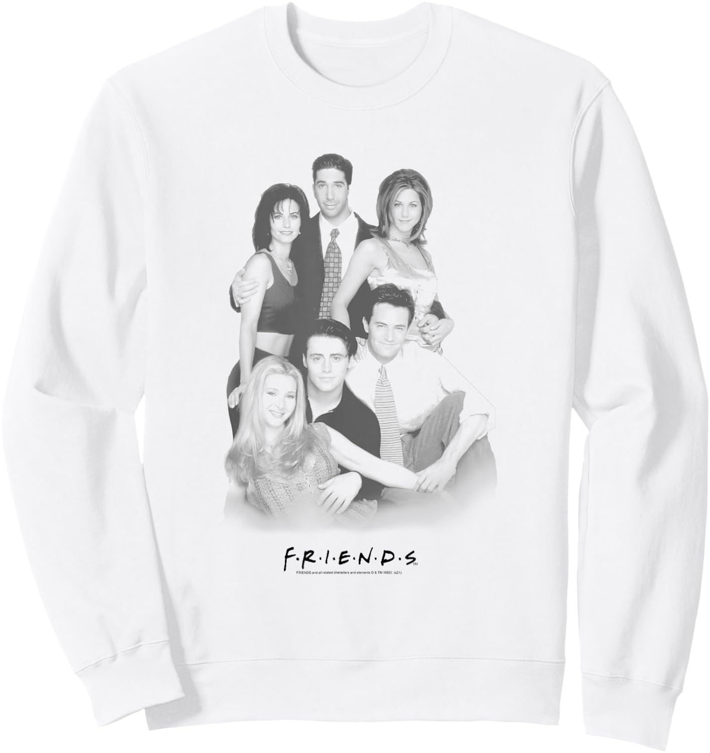 Friends Cast Group Shot Black and White Photo TV Show Sweatshirt - Sweatshirt | White