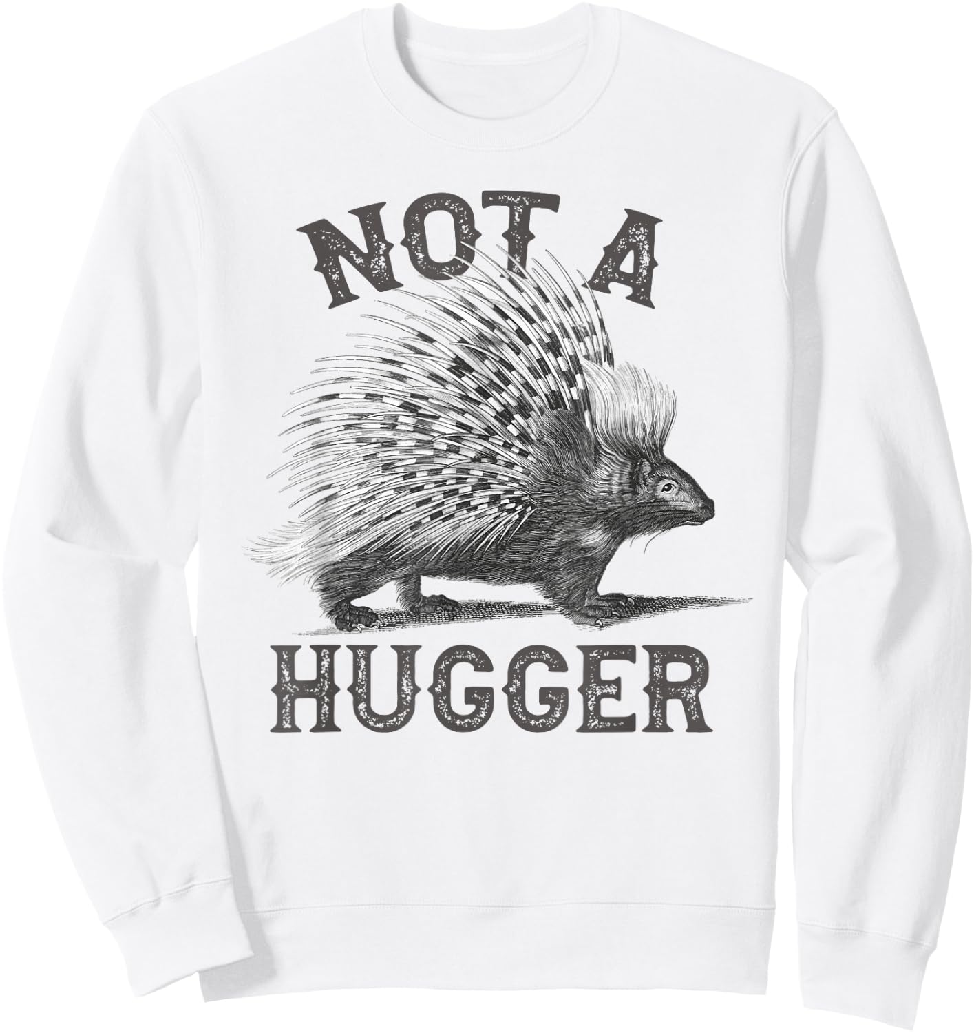 Not A Hugger, Funny Porcupine, Antisocial Joke Vintage Style Sweatshirt - Sweatshirt | White