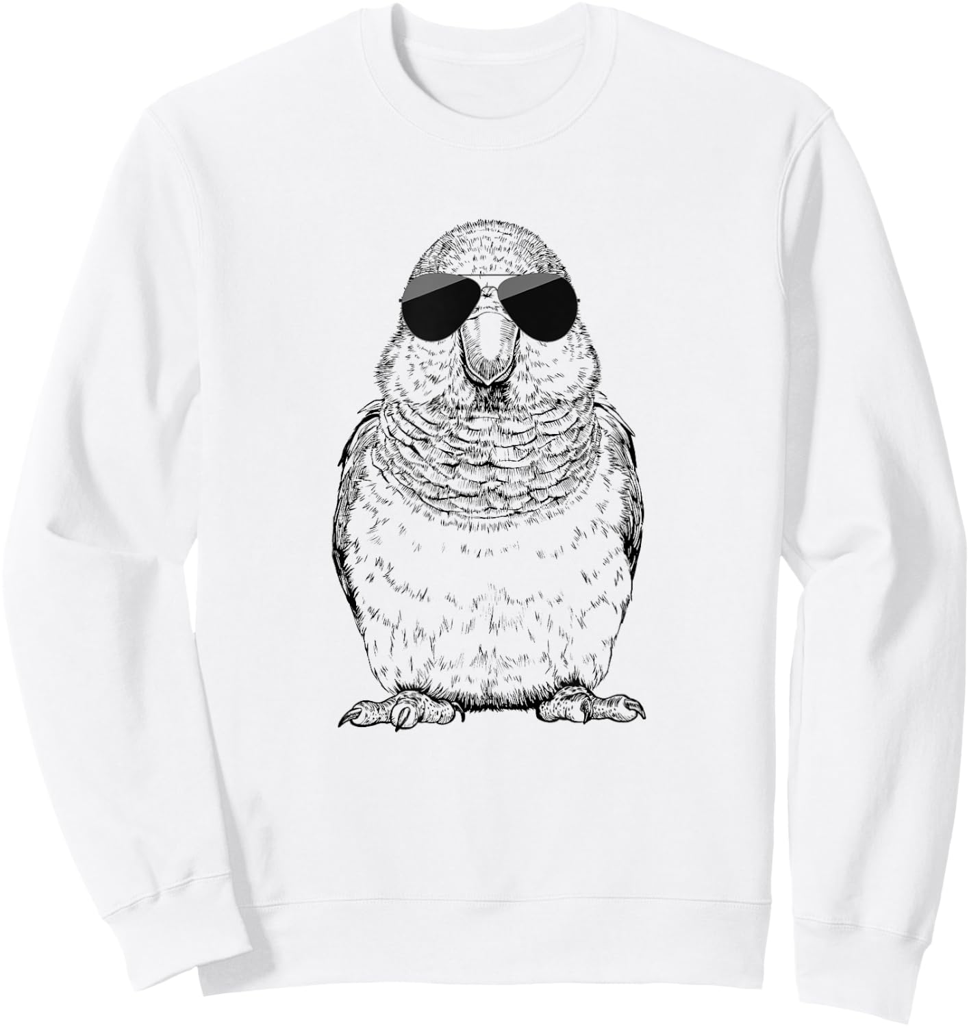 Quaker Parrot Bird with Sunglasses -Adults, Kids Sweatshirt - Sweatshirt | White