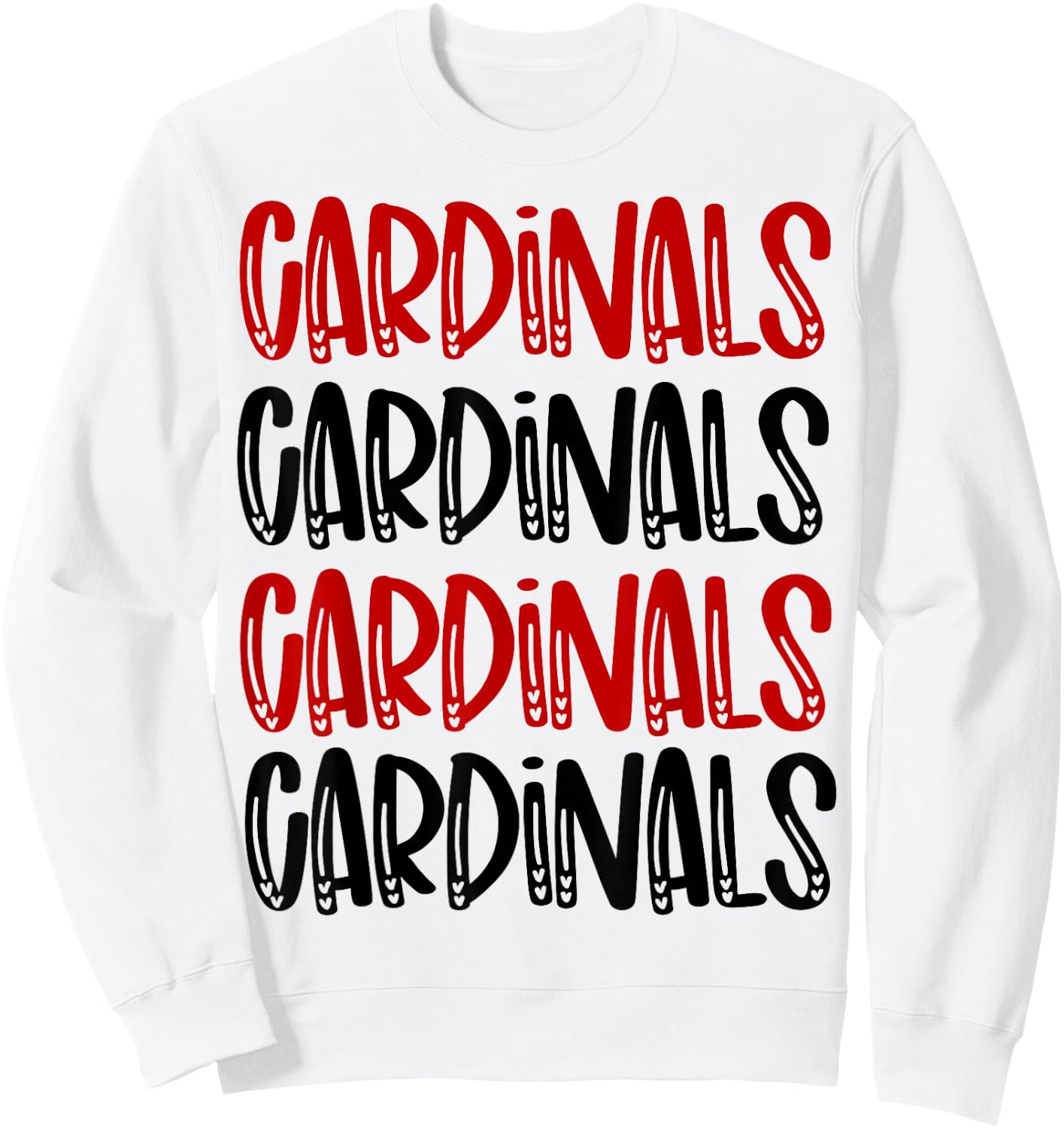 Cardinal Repeating School Spirit Red Black Sweatshirt - Sweatshirt | White