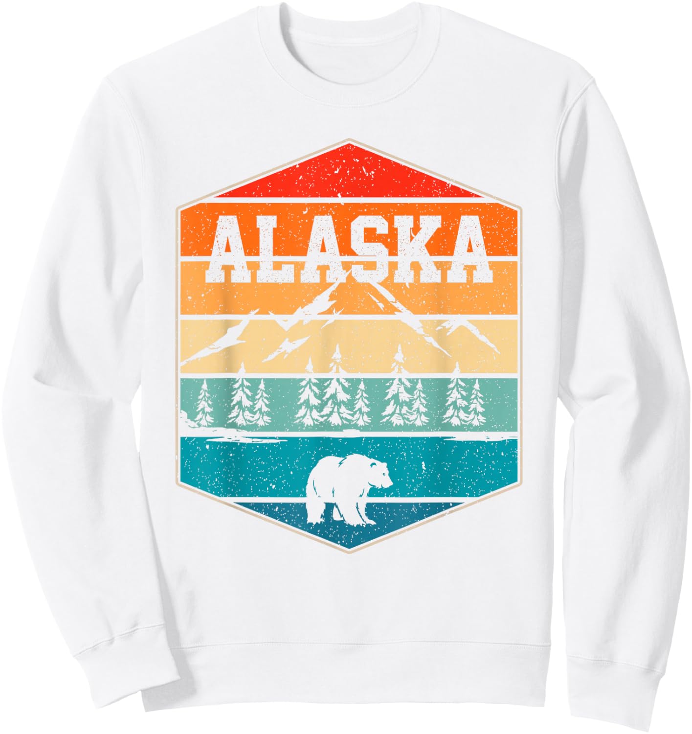 Alaskan Glacier Mountains Landscape Bear Animal Retro Alaska Sweatshirt - Sweatshirt | White