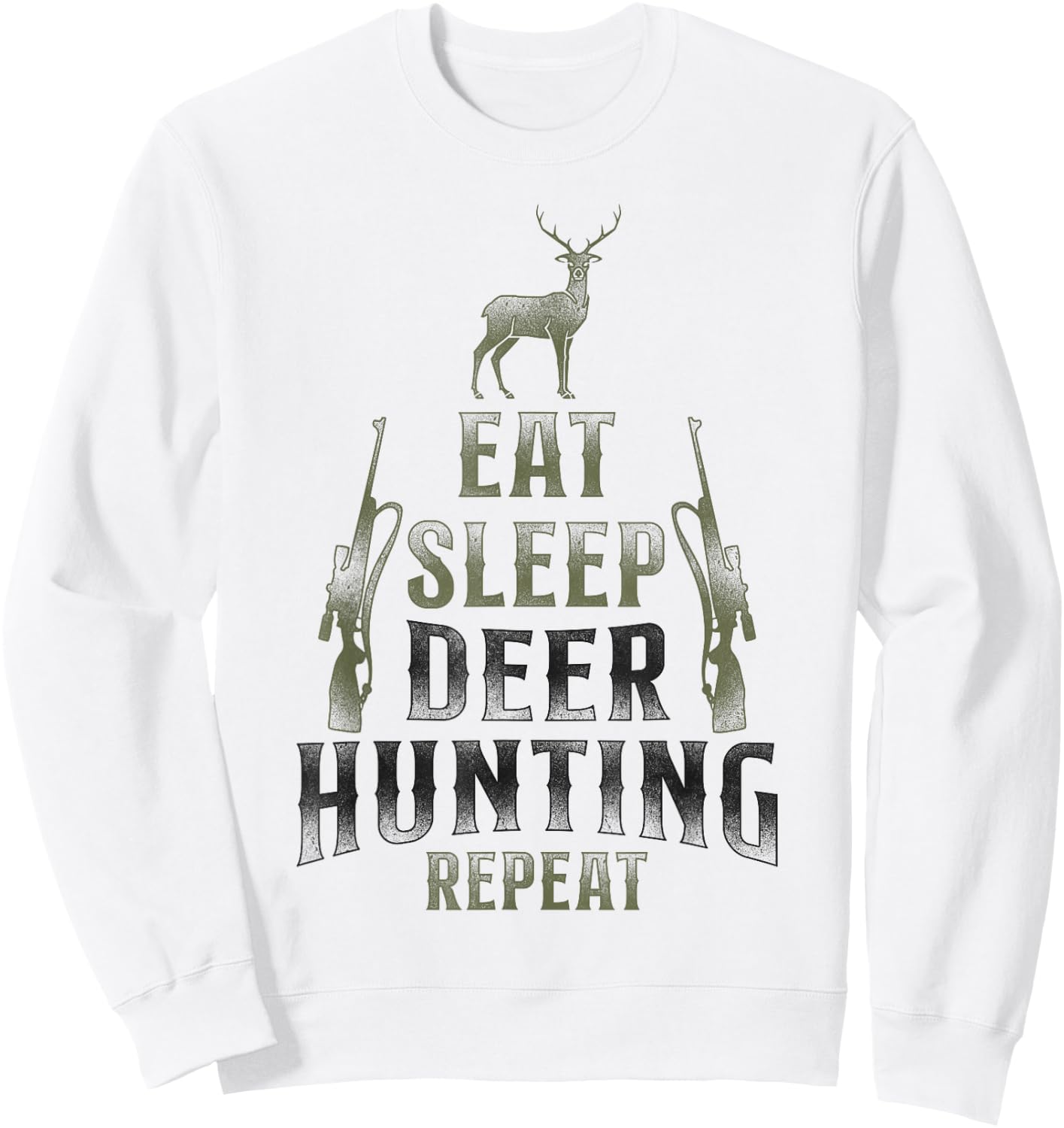 Buck Deer Hunting Hunter Vintage Eat Sleep Deer Hunting Sweatshirt - Sweatshirt | White