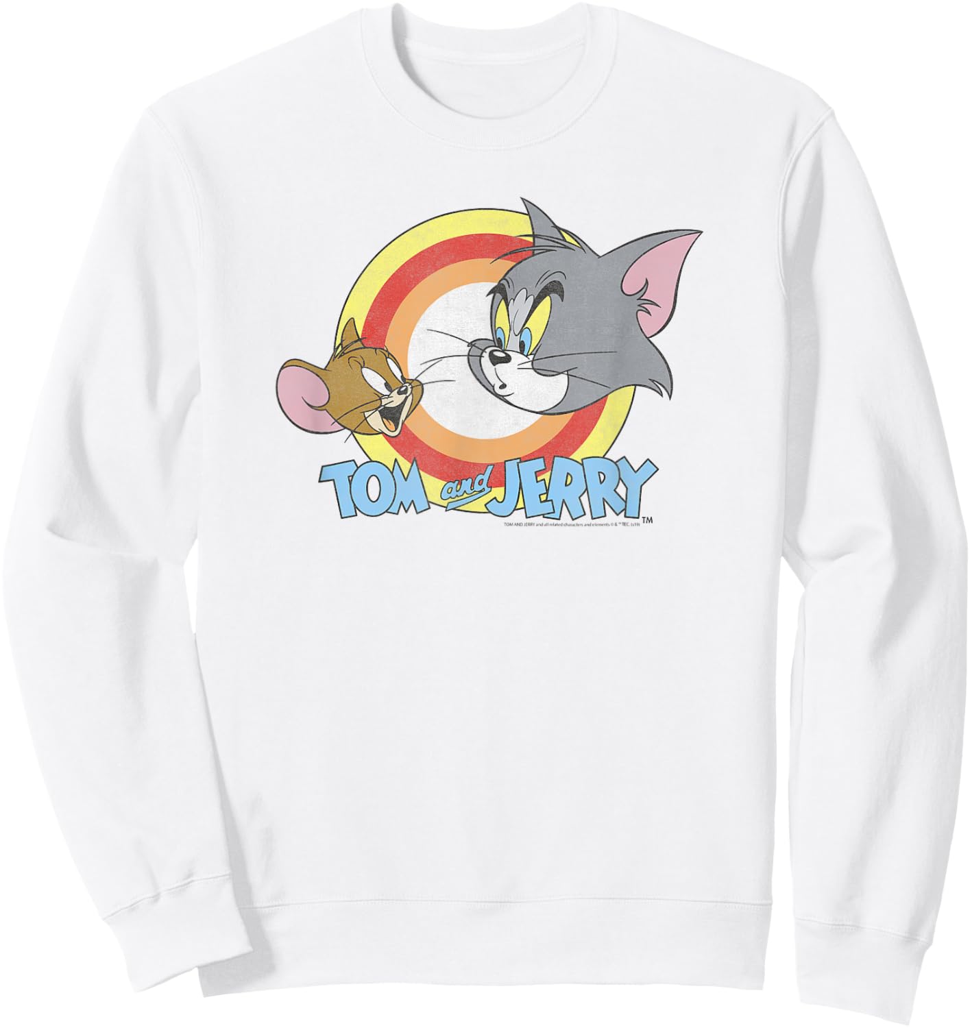 Tom and Jerry Happy and Mad Logo Sweatshirt - Sweatshirt | White