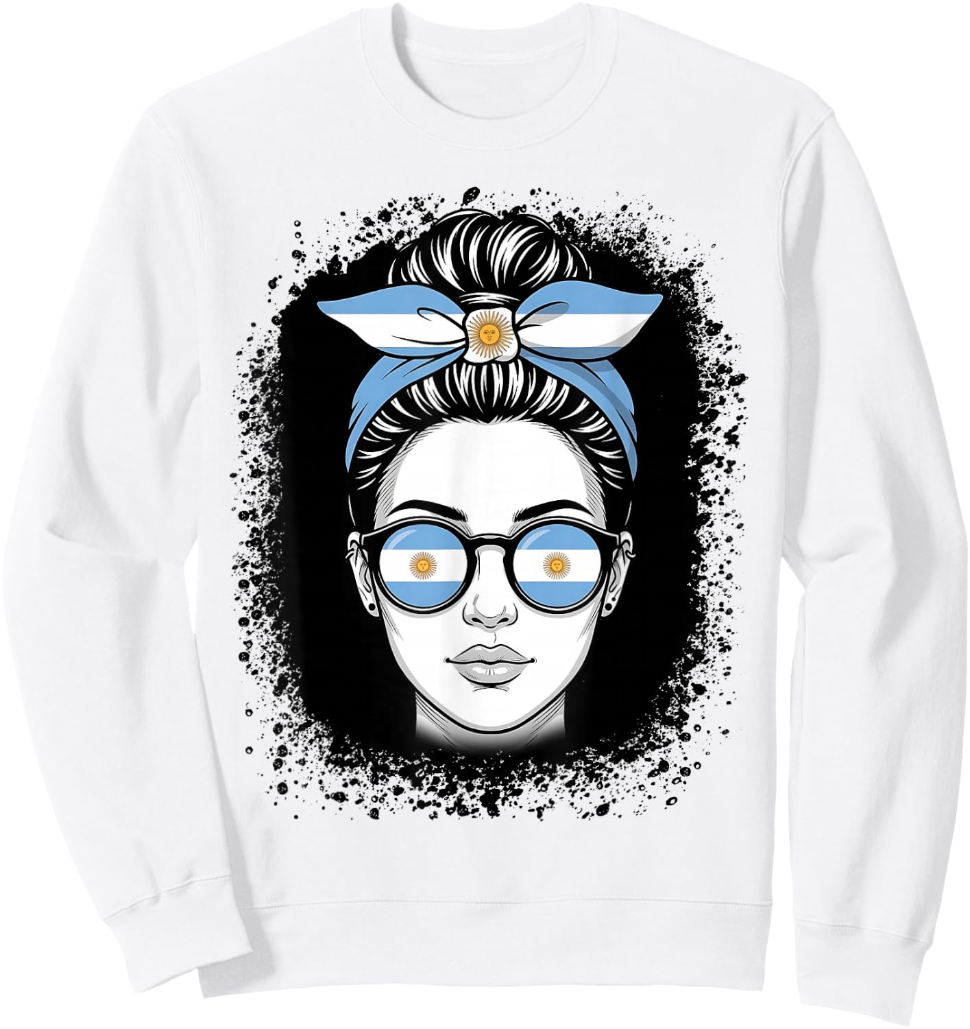 Argentina Flag Messy Bun Woman Travel Pride Sweatshirt - Sweatshirt | White