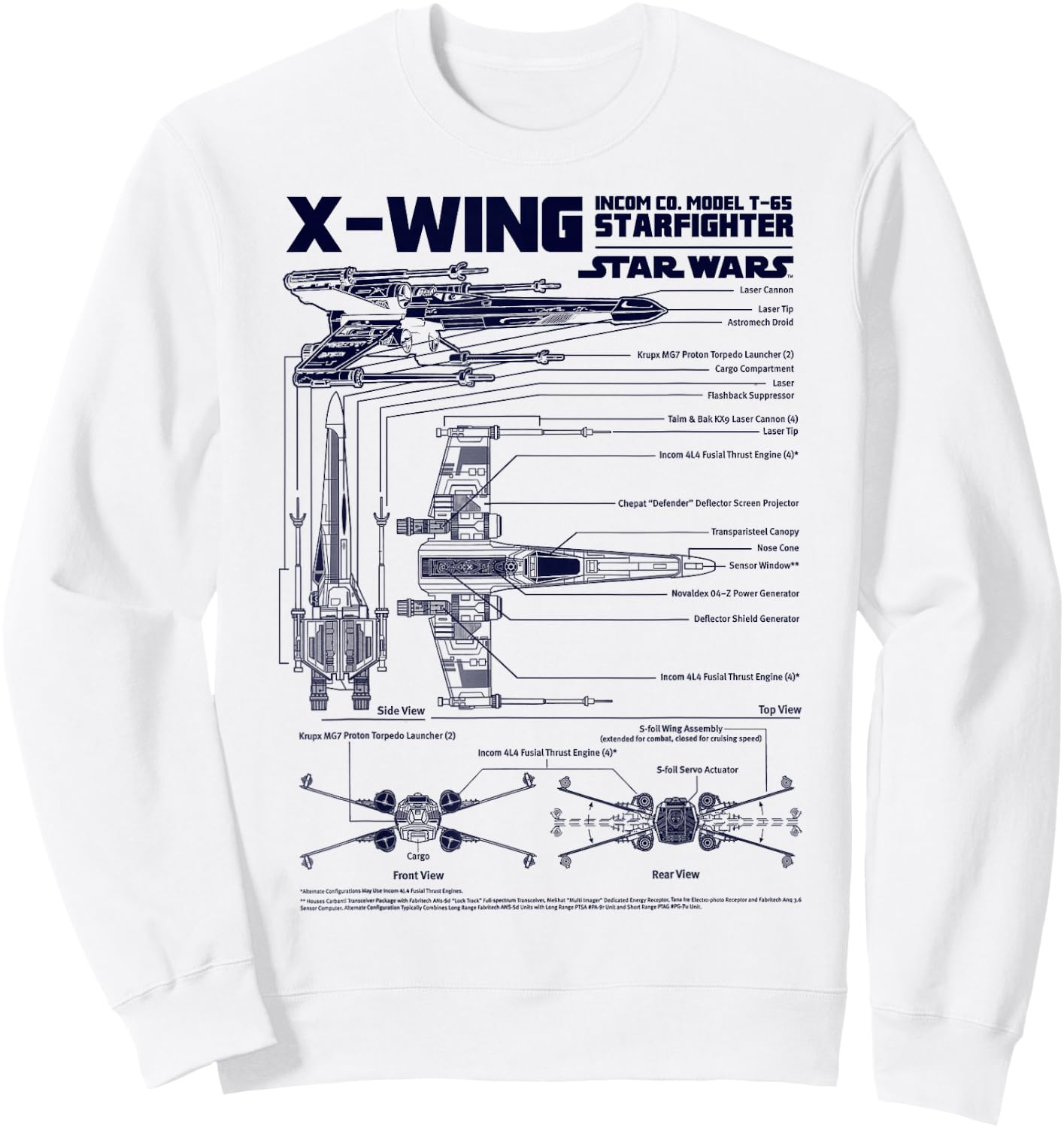 Star Wars X-Wing Schematic Specs Graphic Sweatshirt - Sweatshirt | White