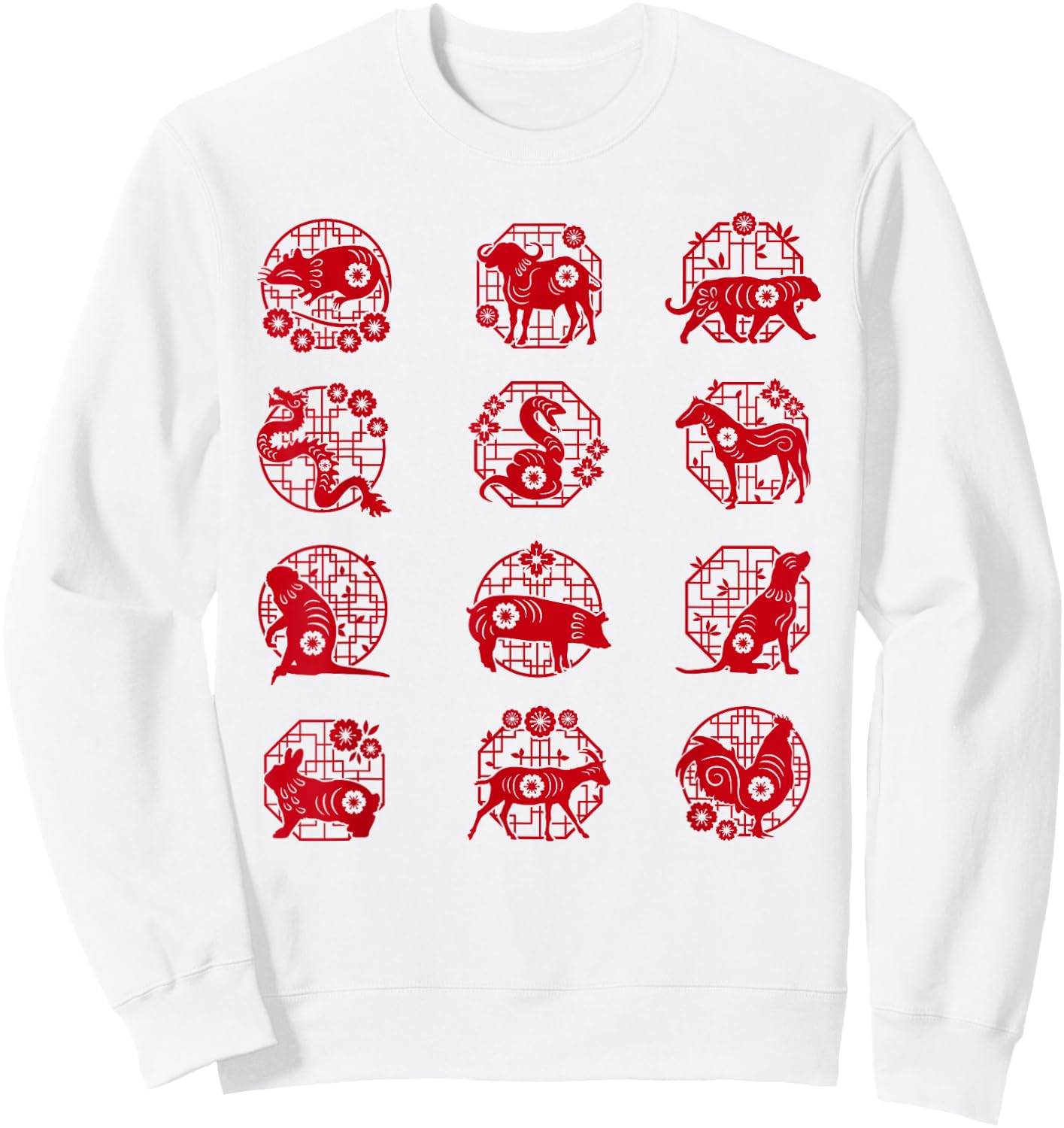 Chinese Zodiac Animal Signs Lunar Chinese New Year Sweatshirt - Sweatshirt | White