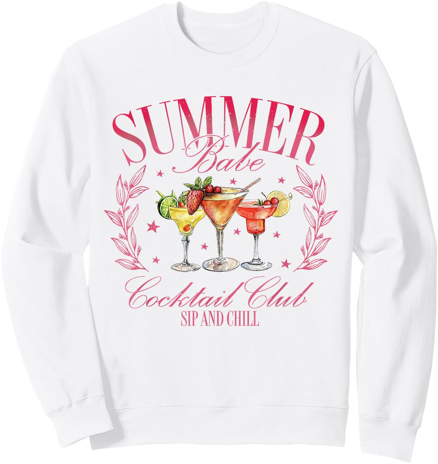 Vintage Retro Summer Babe Cocktail Club Drinking Lovers Sweatshirt - Sweatshirt | White