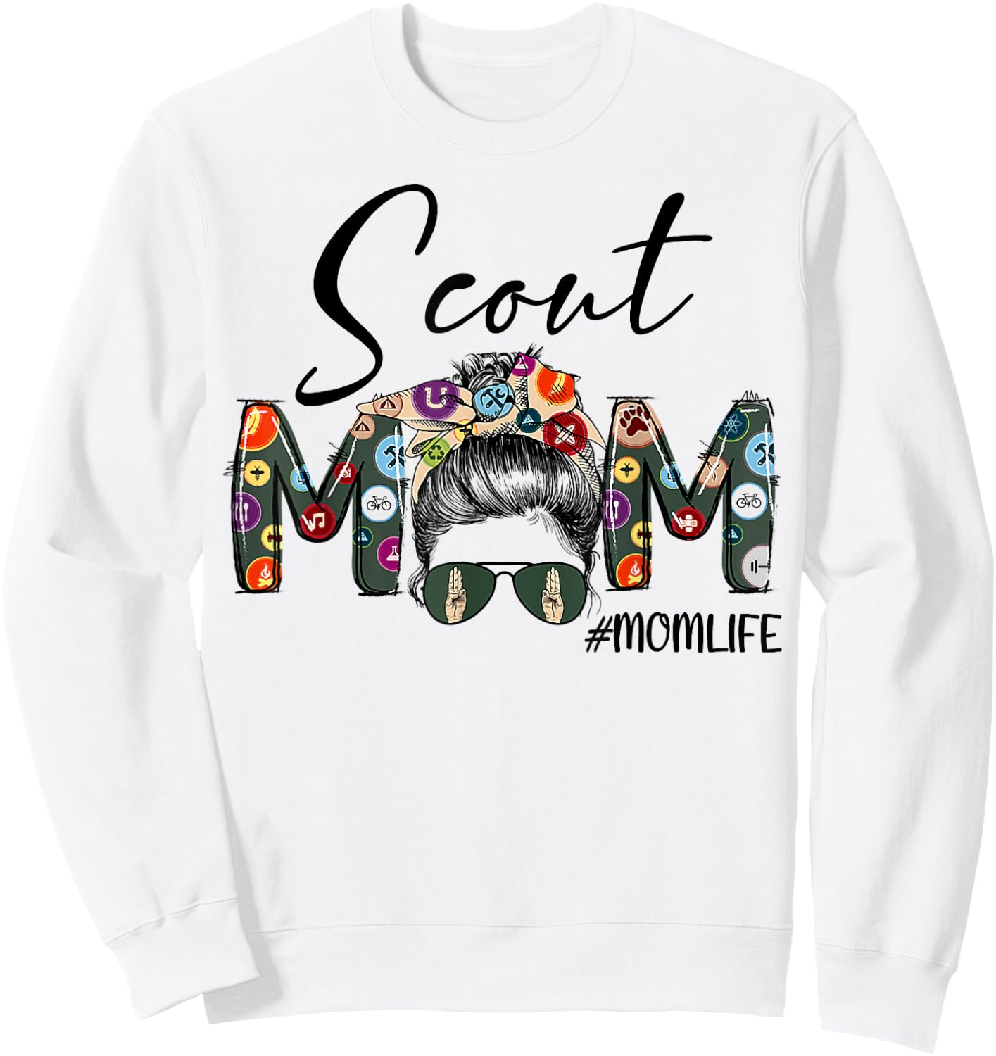 Scouting Scout Mom Life Messy Bun Hair Mother's Day Sweatshirt - Sweatshirt | White