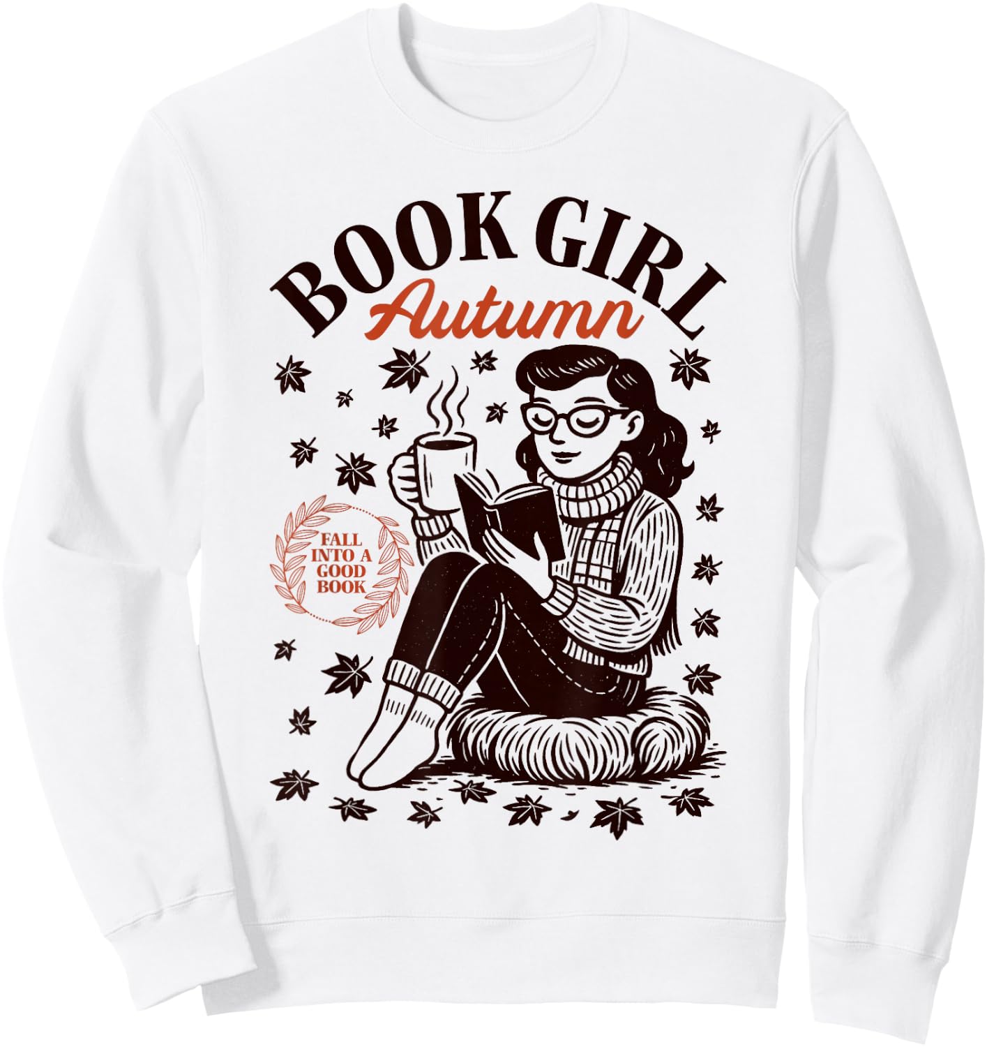 Book Girl Autumn Fall Reading Lover Vintage Fall Vibes Sweatshirt - Sweatshirt | White