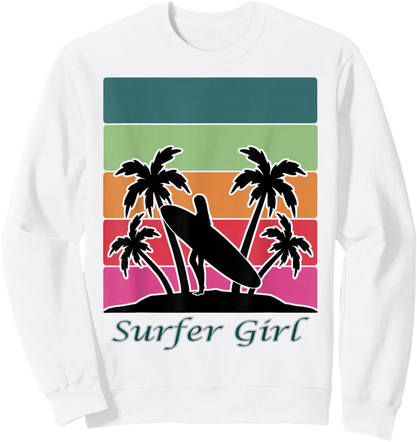 Surfer Girl, Girls Surfing Sweatshirt - Sweatshirt | White