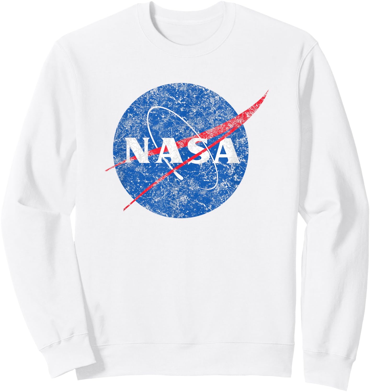 Officially Licensed NASA Meatball Logo Space Crew Distressed Sweatshirt - Sweatshirt | White