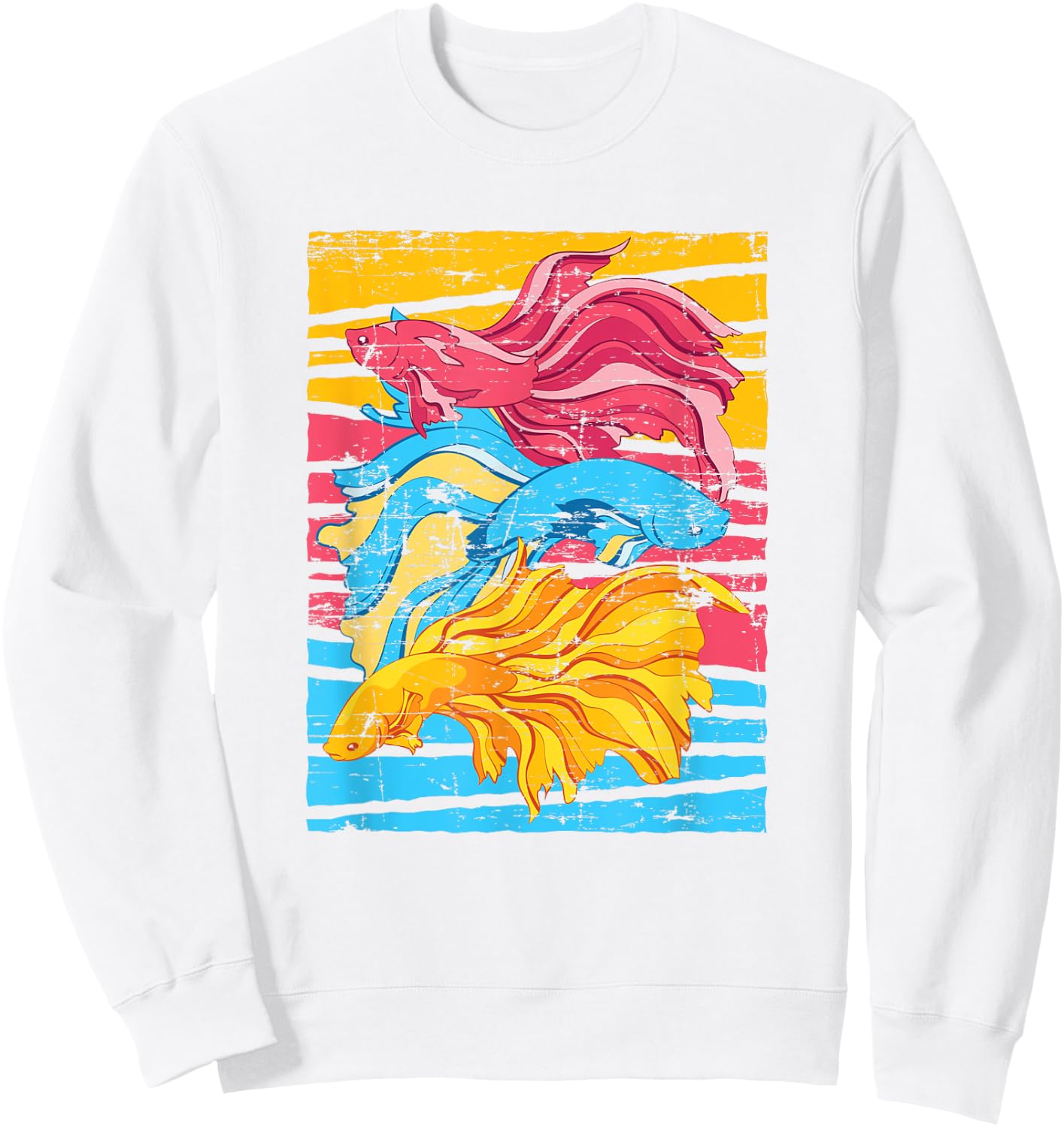 Freshwater Fish Lover Aquarium Owner Colorful Betta Fish Sweatshirt - Sweatshirt | White