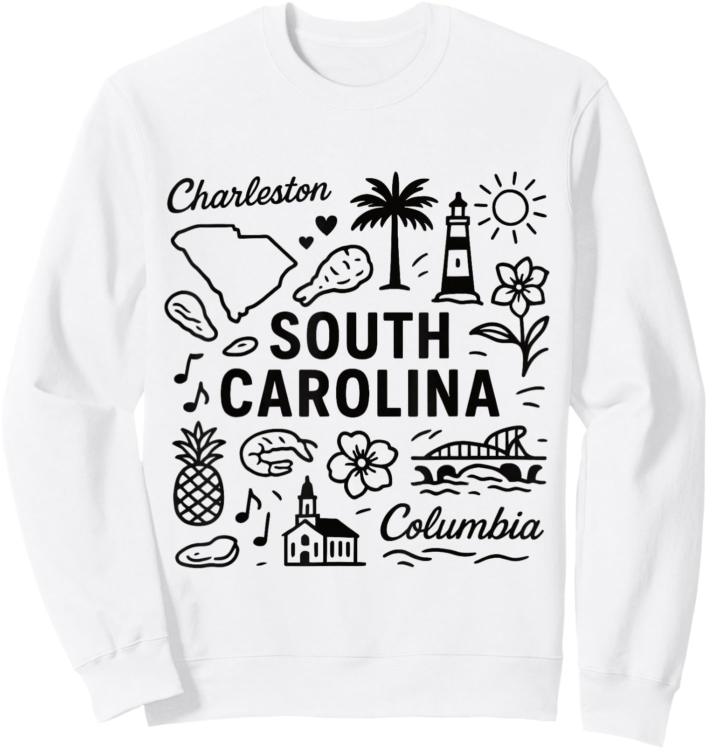 South Carolina USA State Symbols Vintage Souvenir Cute Sweatshirt - Sweatshirt | White