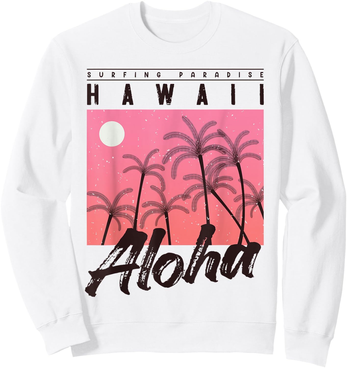 Aloha Hawaii Palm Tree retro sunset beach girls boys Sweatshirt - Sweatshirt | White