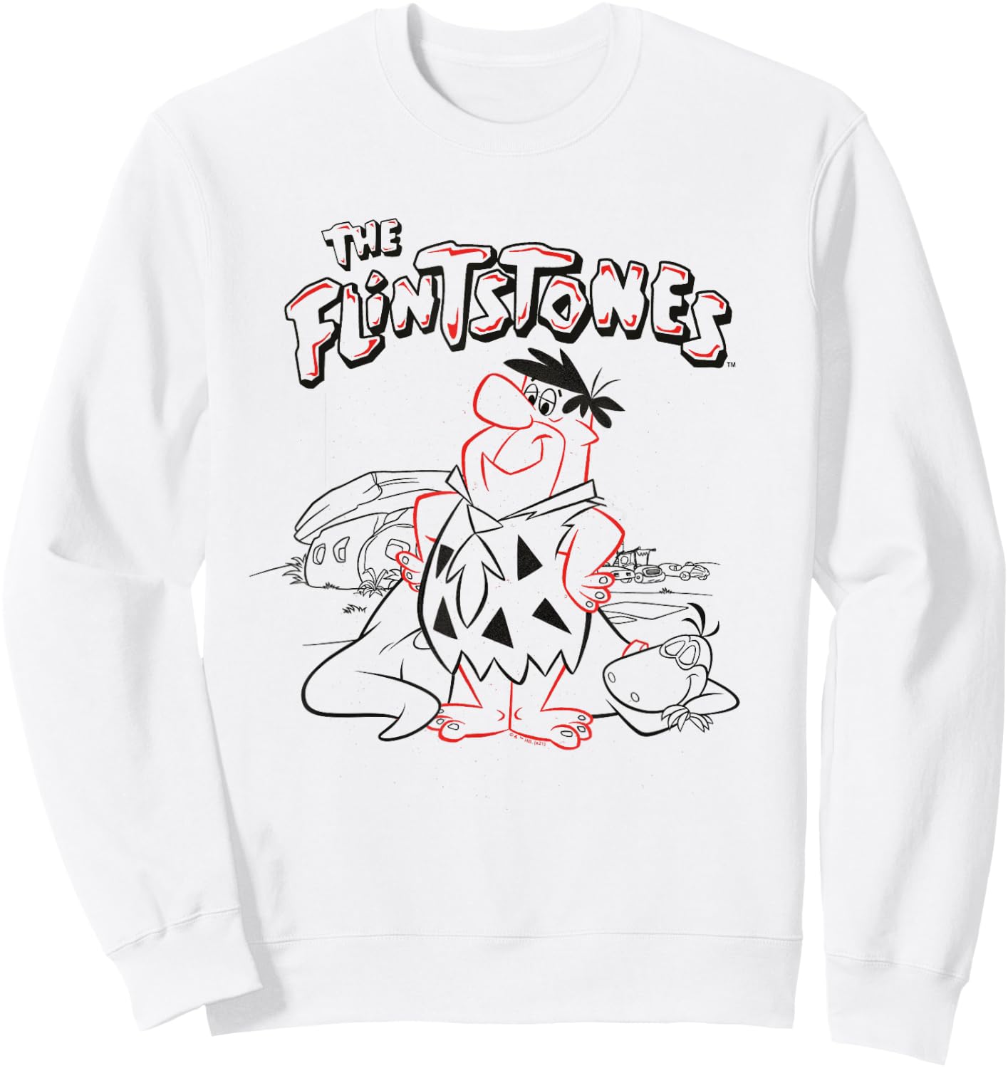 The Flintstones Fred with Sleeping Dino Sweatshirt - Sweatshirt | White