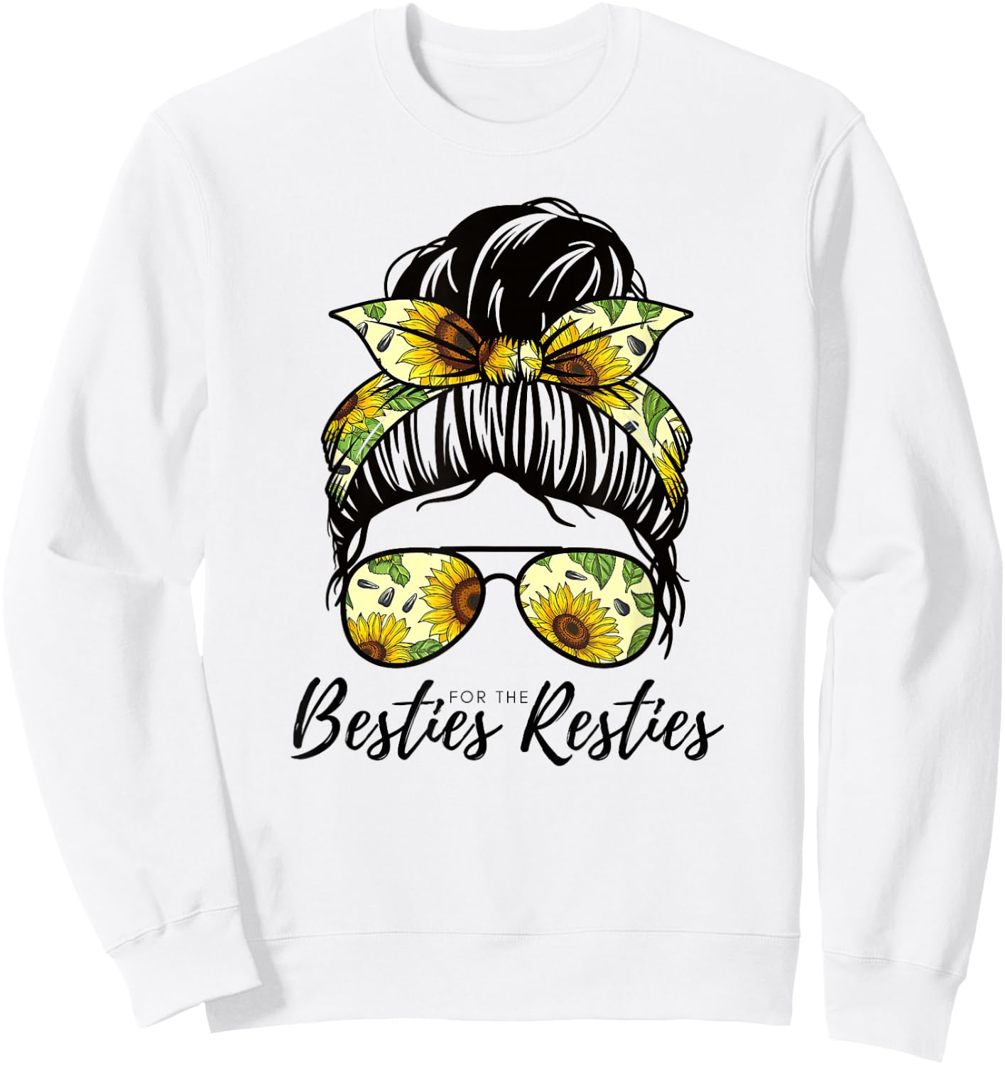Besties For The Resties Hair Bandana Fits Mum and Me Sweatshirt - Sweatshirt | White
