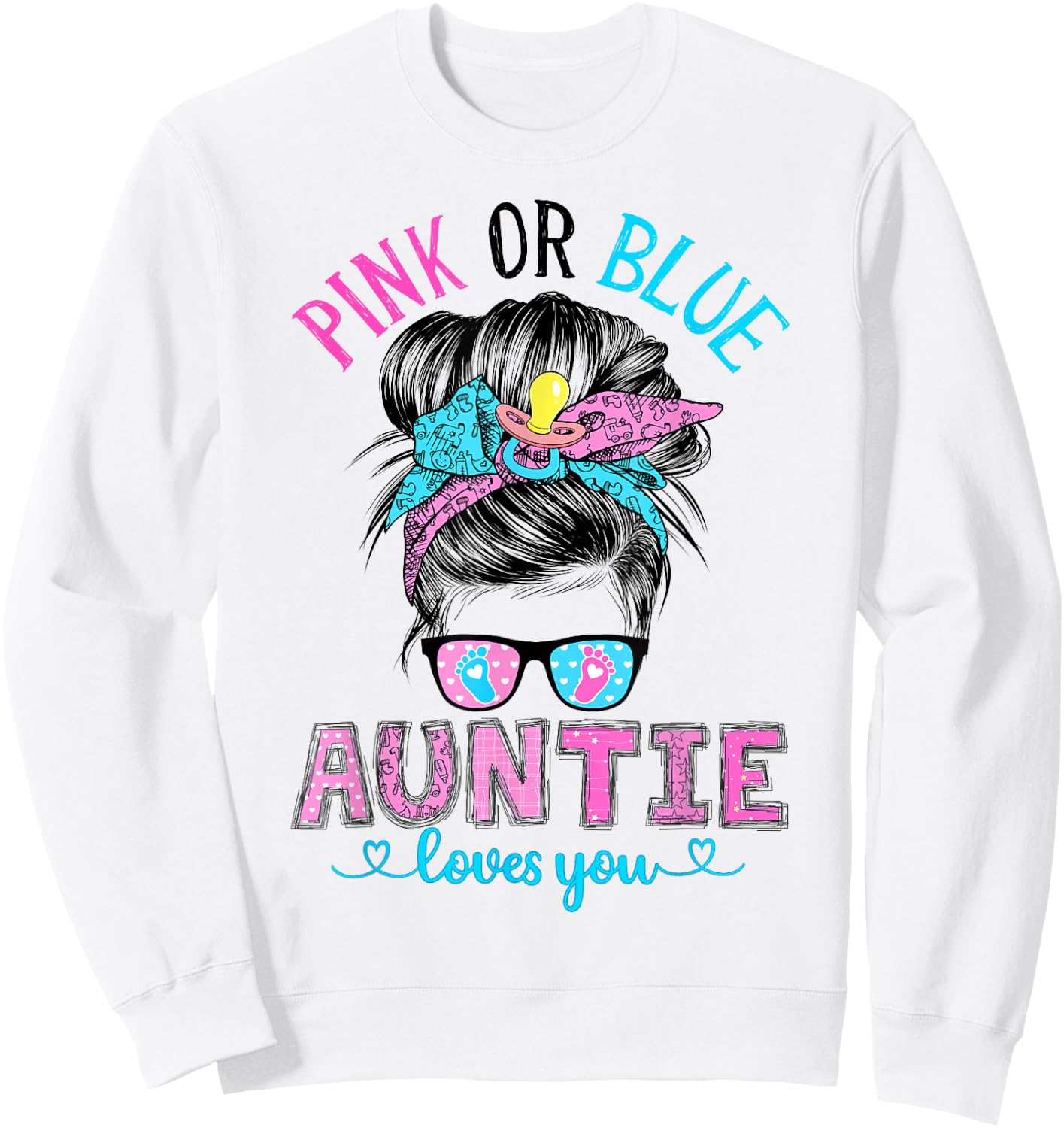 Pink or Blue Auntie Loves You Sweatshirt - Sweatshirt | White