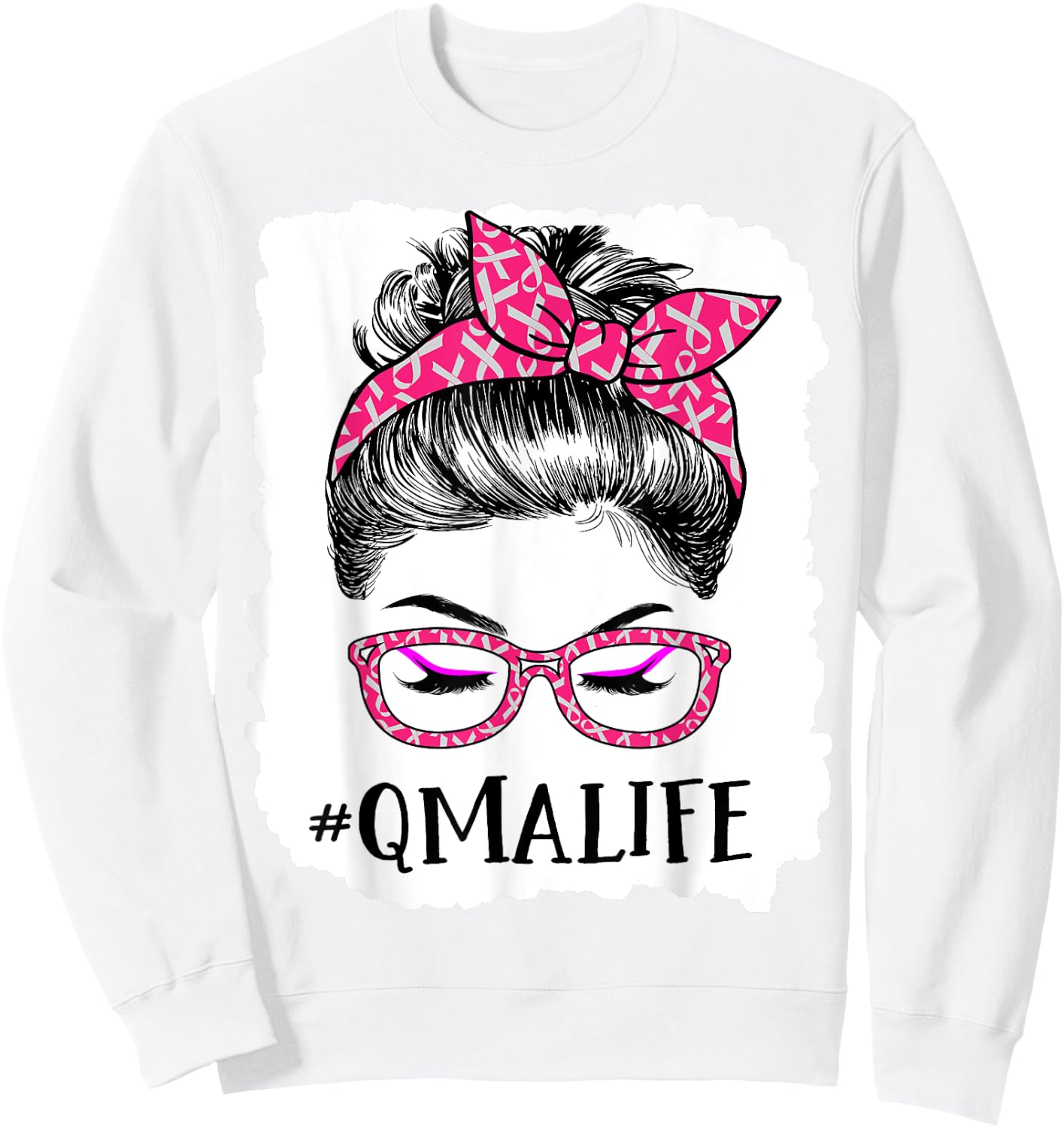 QMA Qualified Medication Aide In October We Wear Pink Sweatshirt - Sweatshirt | White