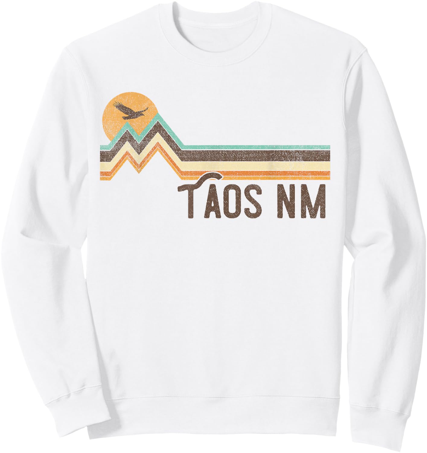 Taos New Mexico 70s 80s Retro Style Vintage Distressed Gift Sweatshirt - Sweatshirt | White