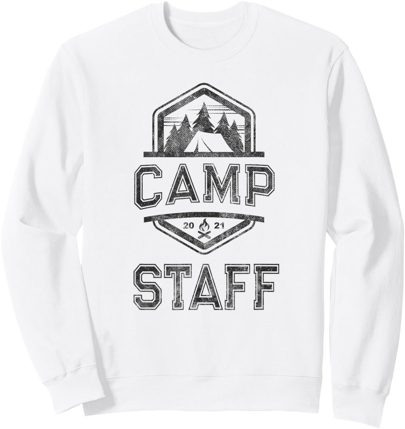 Vintage CAMP STAFF Campground Crew Campsite Team Camping Sweatshirt - Sweatshirt | White
